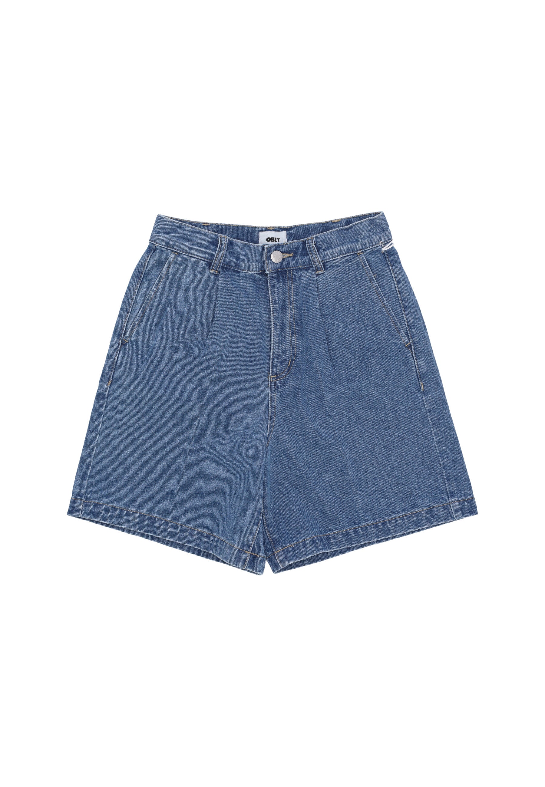 Kurze Damenjeans W Eli Plissee Short Light Indigo