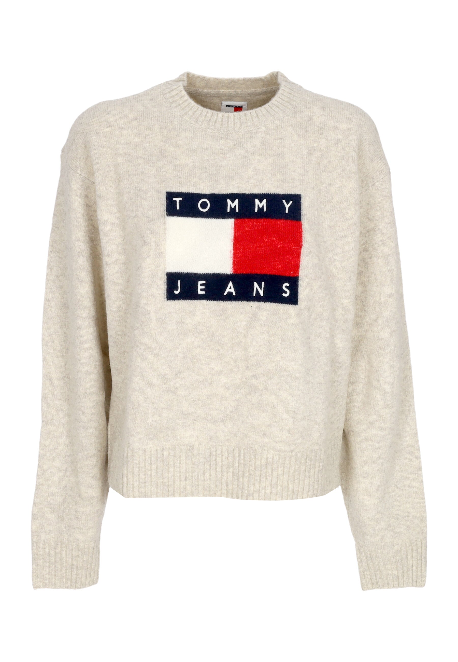 Damen Pullover W Melange Flag Pullover Ancient White Melange