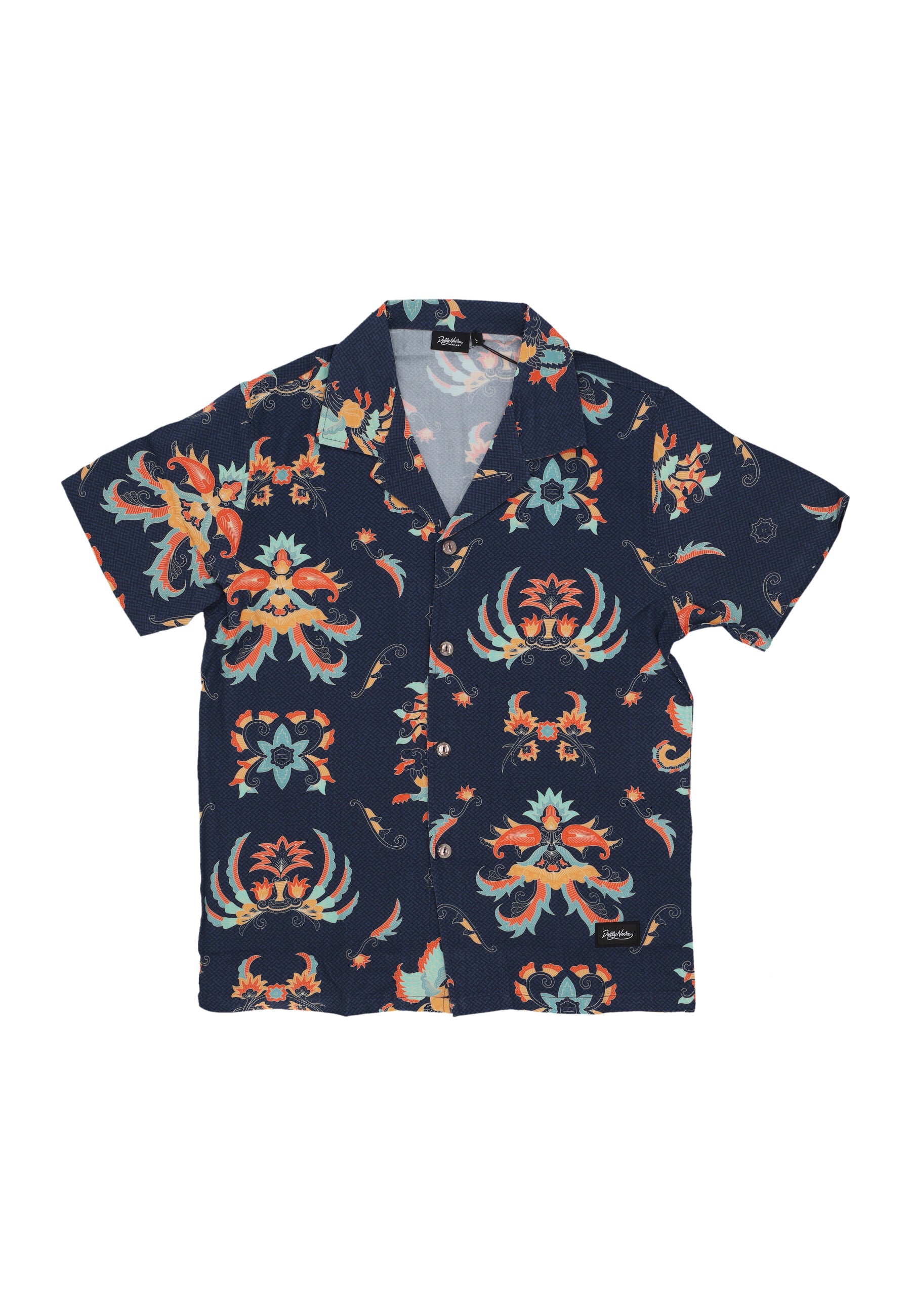 Herren Short Sleeve Hemd Traditionelle Batik Bowling Hemd Schwarz/multi