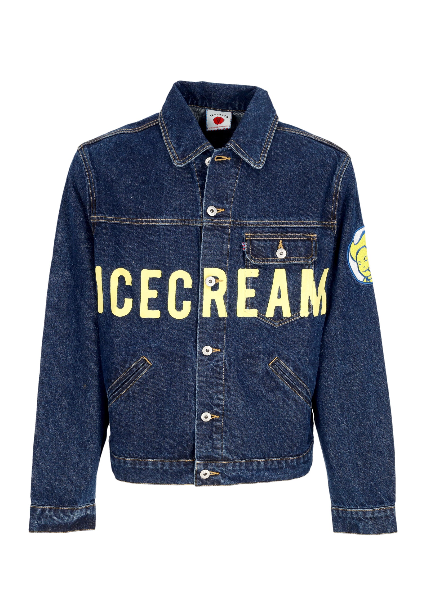 Herren Jeans Jacke Icecream Cowboy Denim Trucker Jacke Indigo