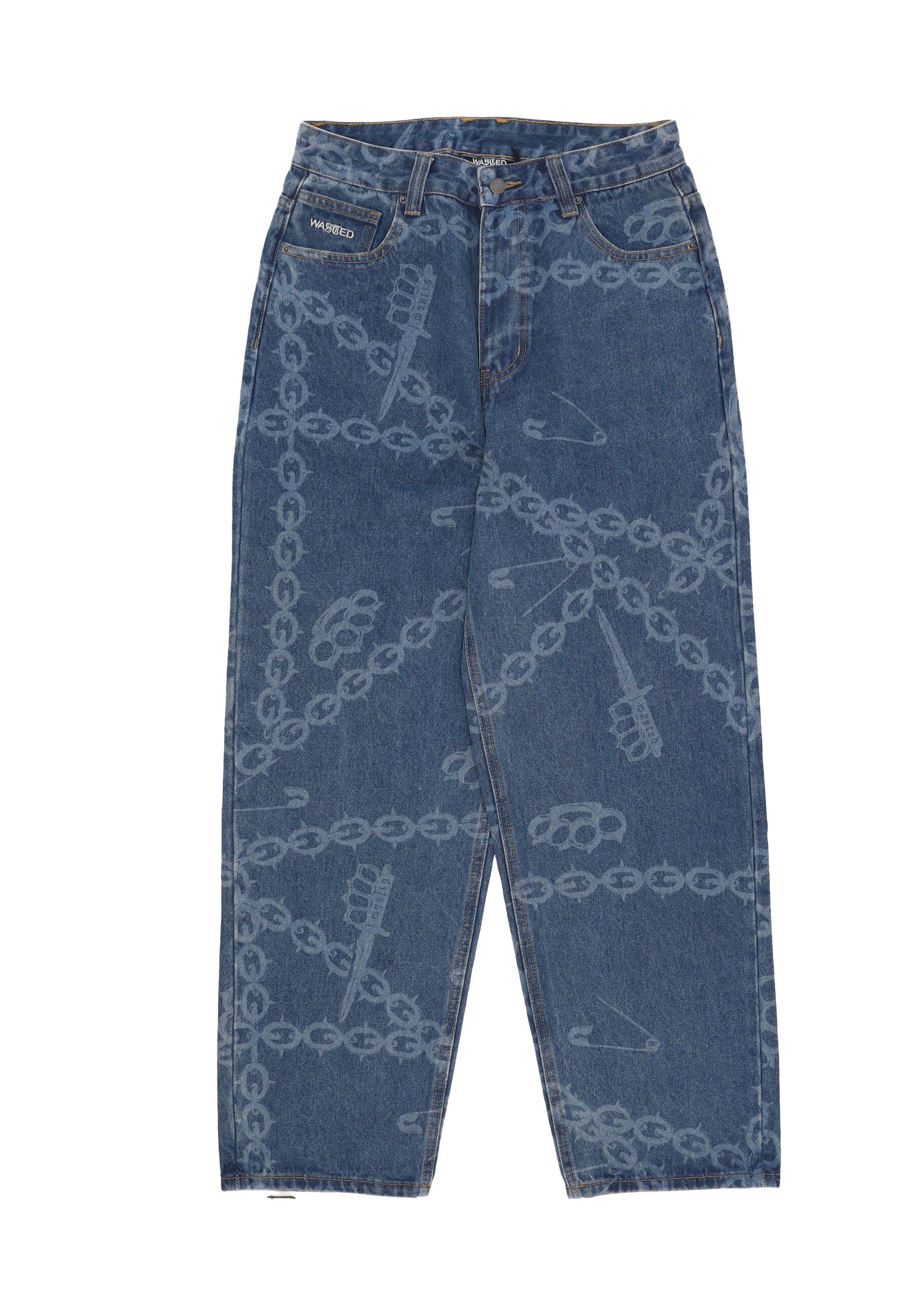 Herren lange Hosen Knuckles Casper Pant Washed Blue