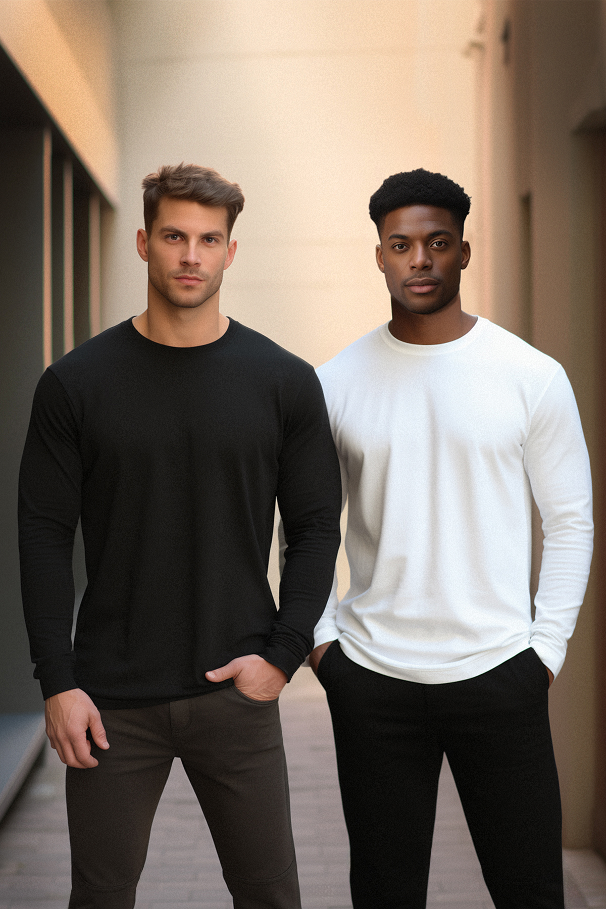 Trendyol Collection 2er-pack Schwarze Und Weiße Langarm-t-shirts Aus 100 % Baumwolle – Regular Fit für Herren - S