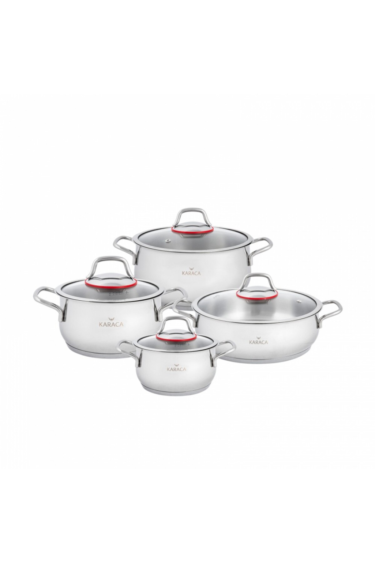 Karaca Emirgan 8-tlg, Kochgeschirr Set Aus Stahl Topfset, Kochgeschirr Set, Kochtopfsets, Edelstahl - One Size