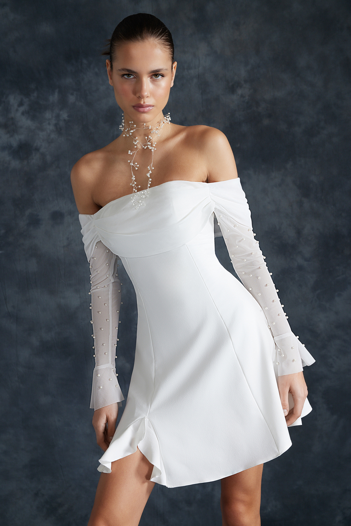 Trendyol Collection Weiße Brautkleider In A-linie Mit Geflochtenem Futter Für Hochzeit/hochzeit, Abendkleider, Abendkleider für Damen - 34