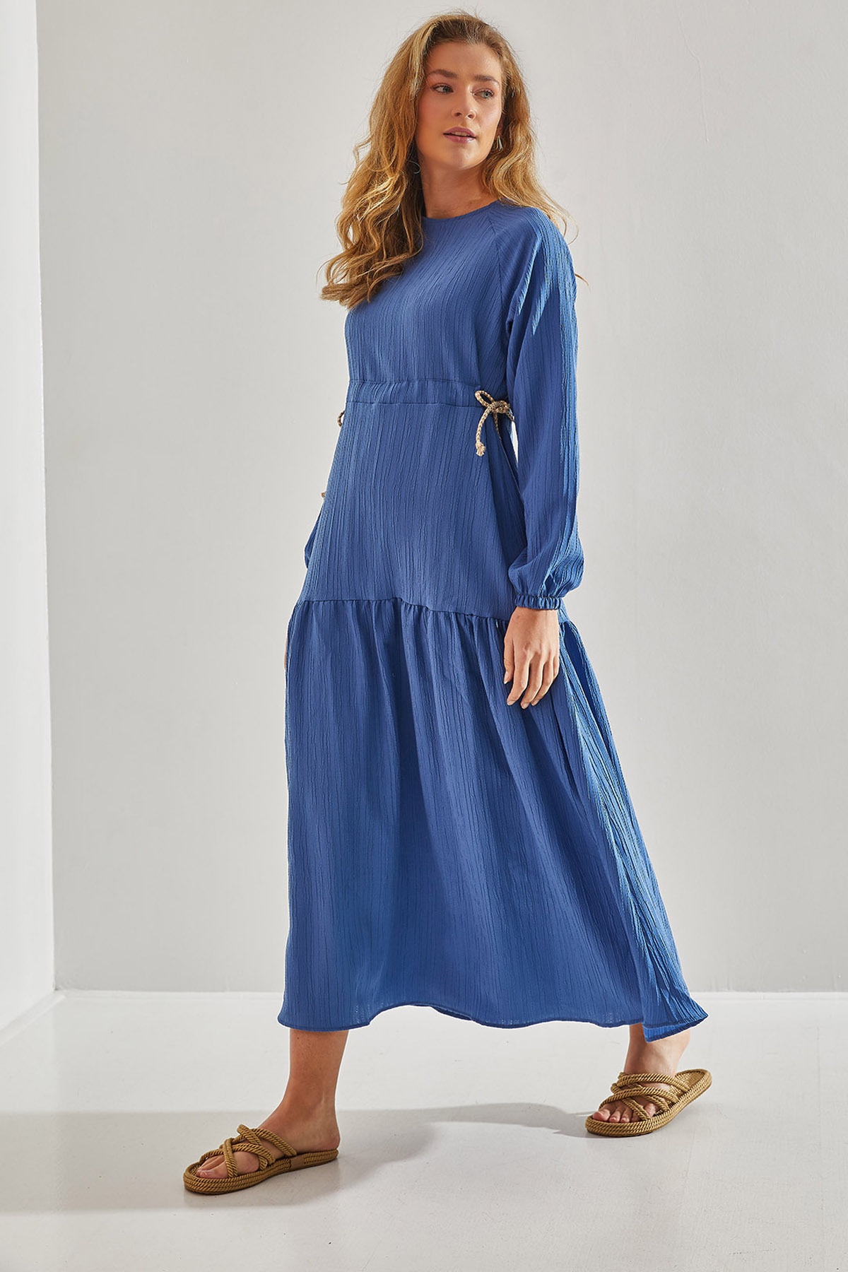 Bianco Lucci Modest Stroh-hijab-kleid – Mit Seil Gebunden, , für Damen - S