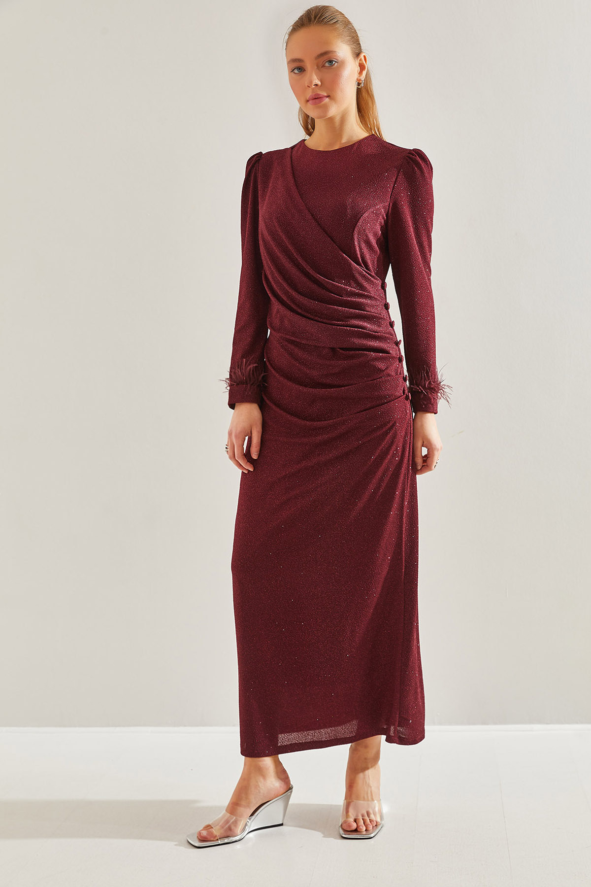 Bianco Lucci Modest Hijab Glitzer Abendkleid - für Damen - 44