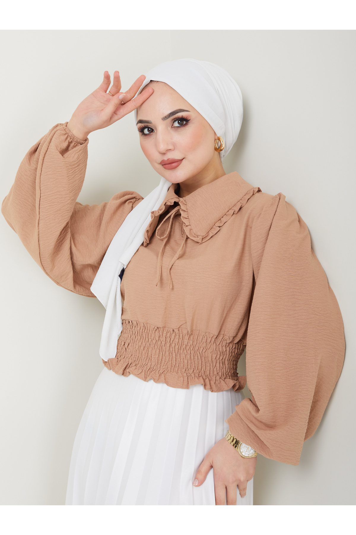 VOLT CLOTHİNG Ayrobin Hijab-bluse Mit Babykragen für Damen - L
