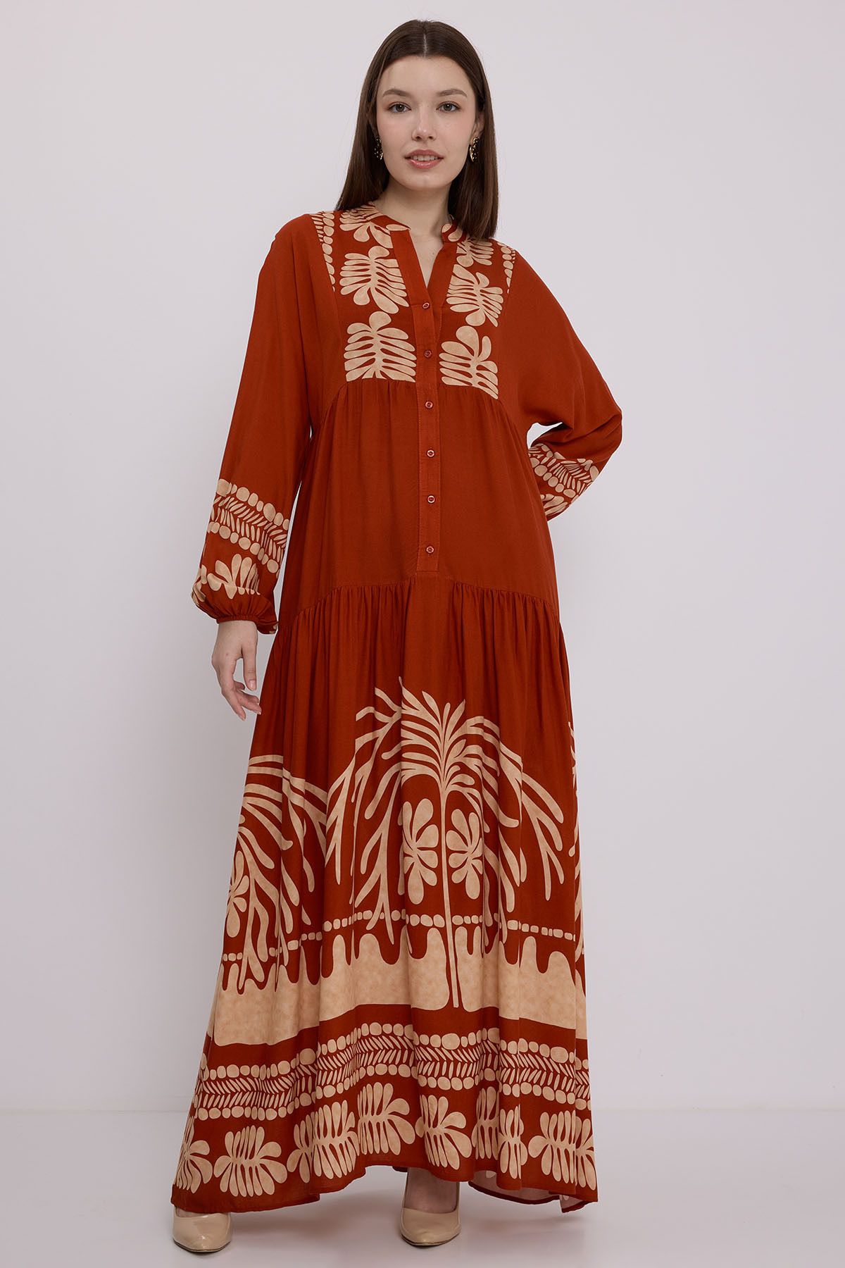 Bigdart Hijab-kleid Aus Ziegelroter Viskose 2423 für Damen - 36