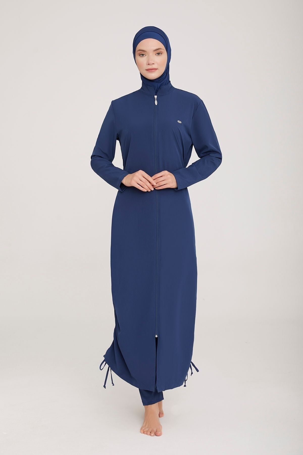 ZF BUTİK Wınta 4065 Helles Marineblau Langer, Voll Bedeckter Hijab-badeanzug für Damen - 4XL