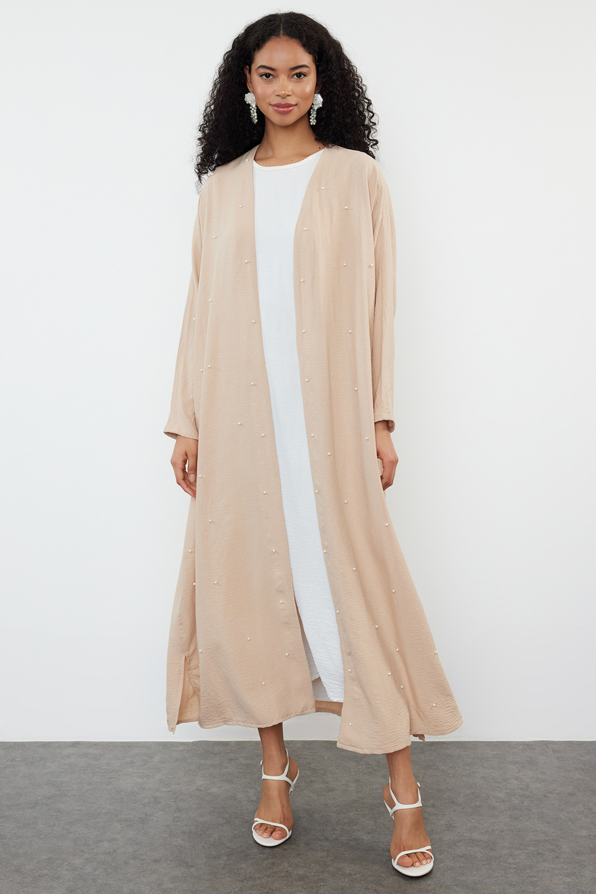 Trendyol Modest Gewebte Kappe Mit Steinperlendetail Ferace/abaya für Damen - L/XL