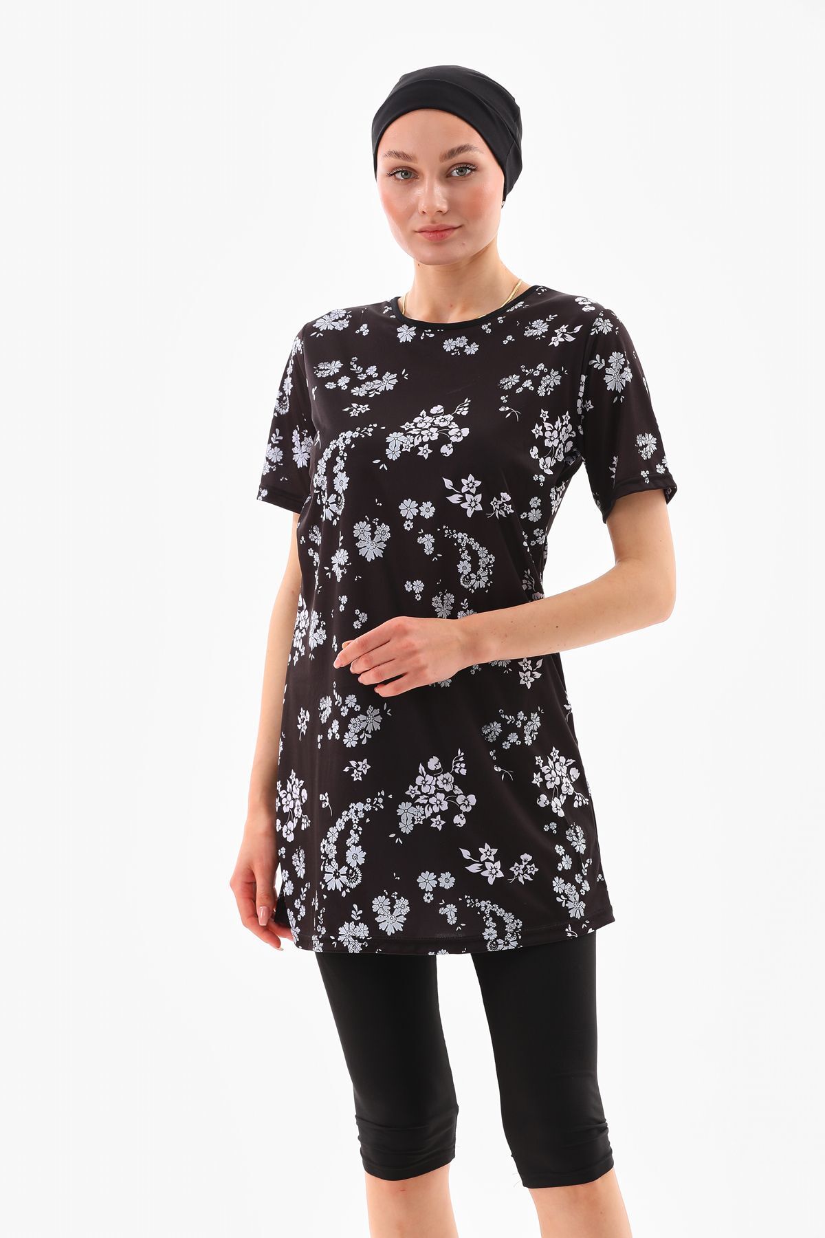 medipek Gemusterter Hijab-badeanzug – Halbbedeckt Und Lycra für Damen - 38