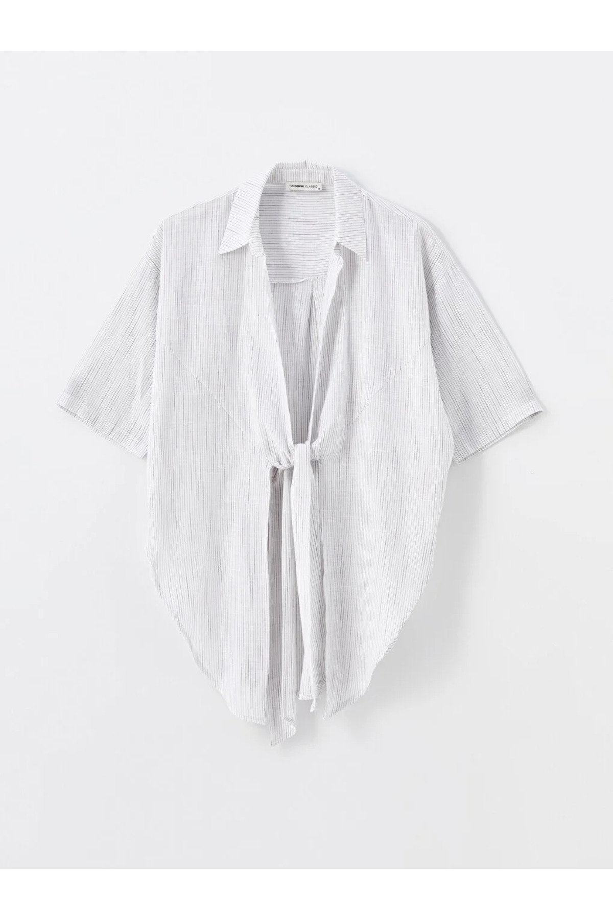 LC Waikiki Lcwaikiki Klassischer, Gestreifter Hemdkragen-übergrößen-kimono für Damen - 48