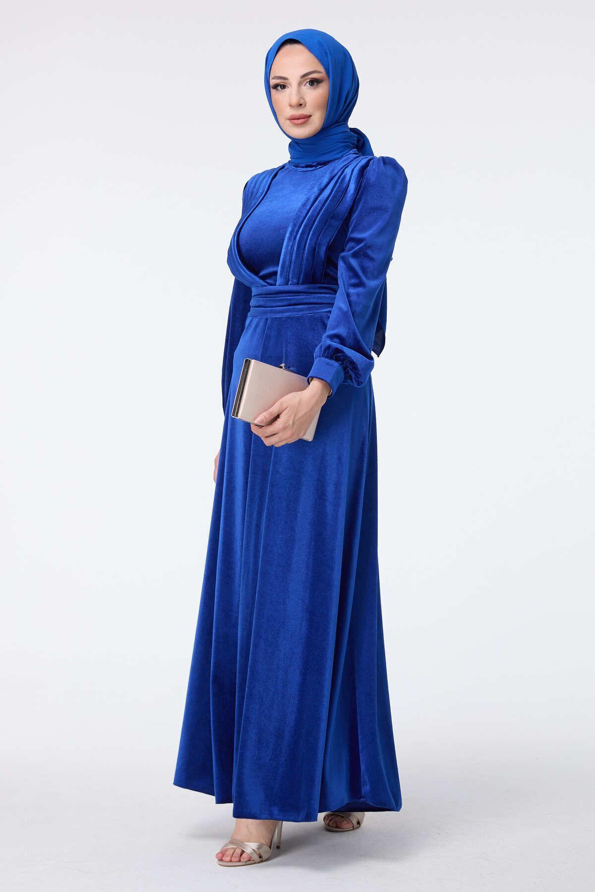 TOFİSA Abendkleid Mit Geradem Kragen Und Blauem Kragen - für Damen - 40