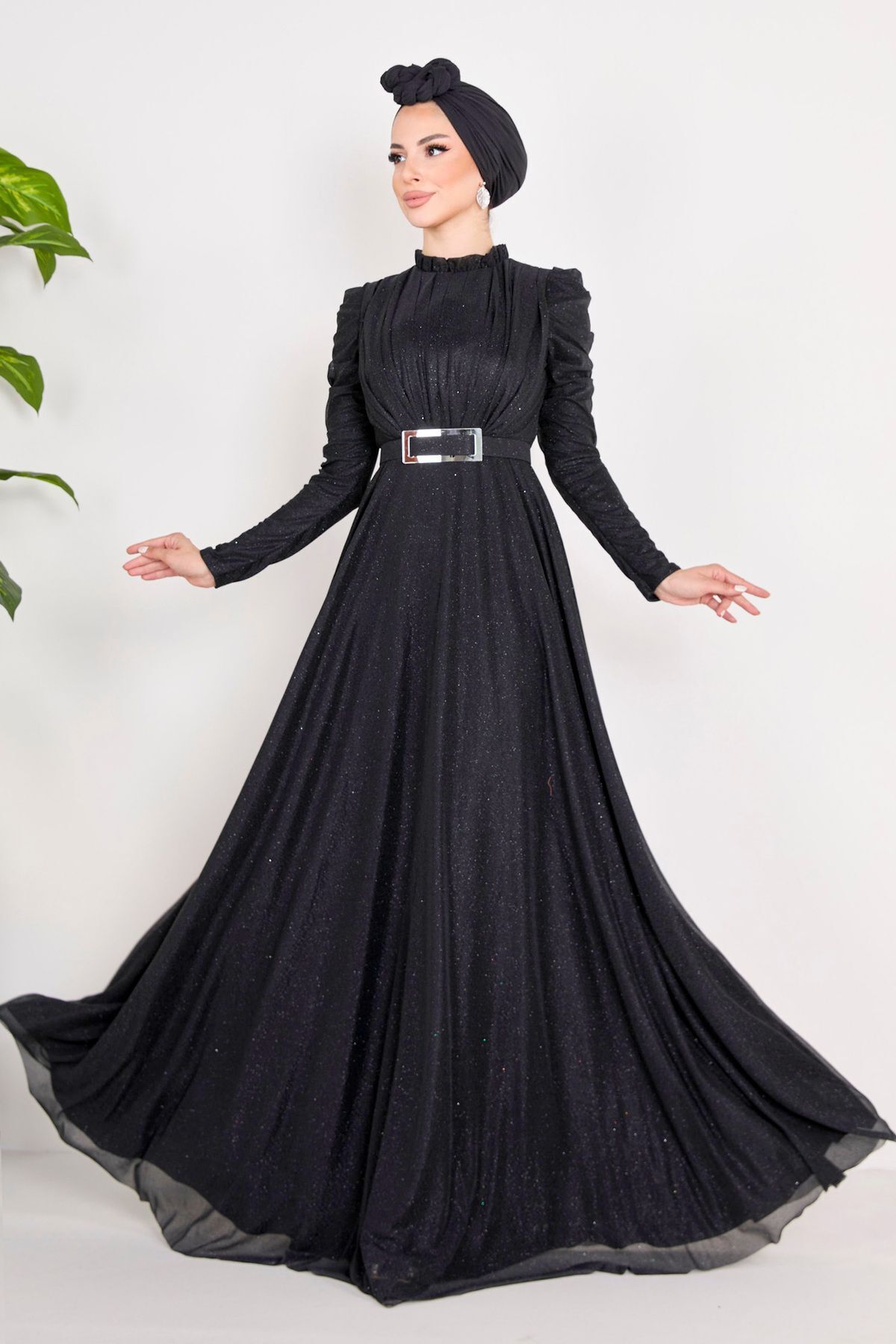 TOFİSA Schwarzes Abendkleid Mit Hakim-kragen - für Damen - S