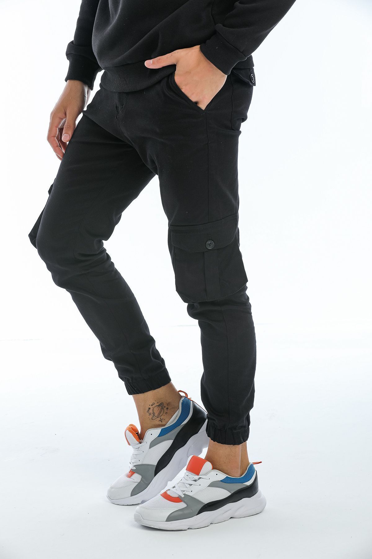 Domoda Flexibler Stoff – Gabardine-cargohose Im Slim Fit Mit Reißverschluss Und Elastischem Bein für Herren - 38