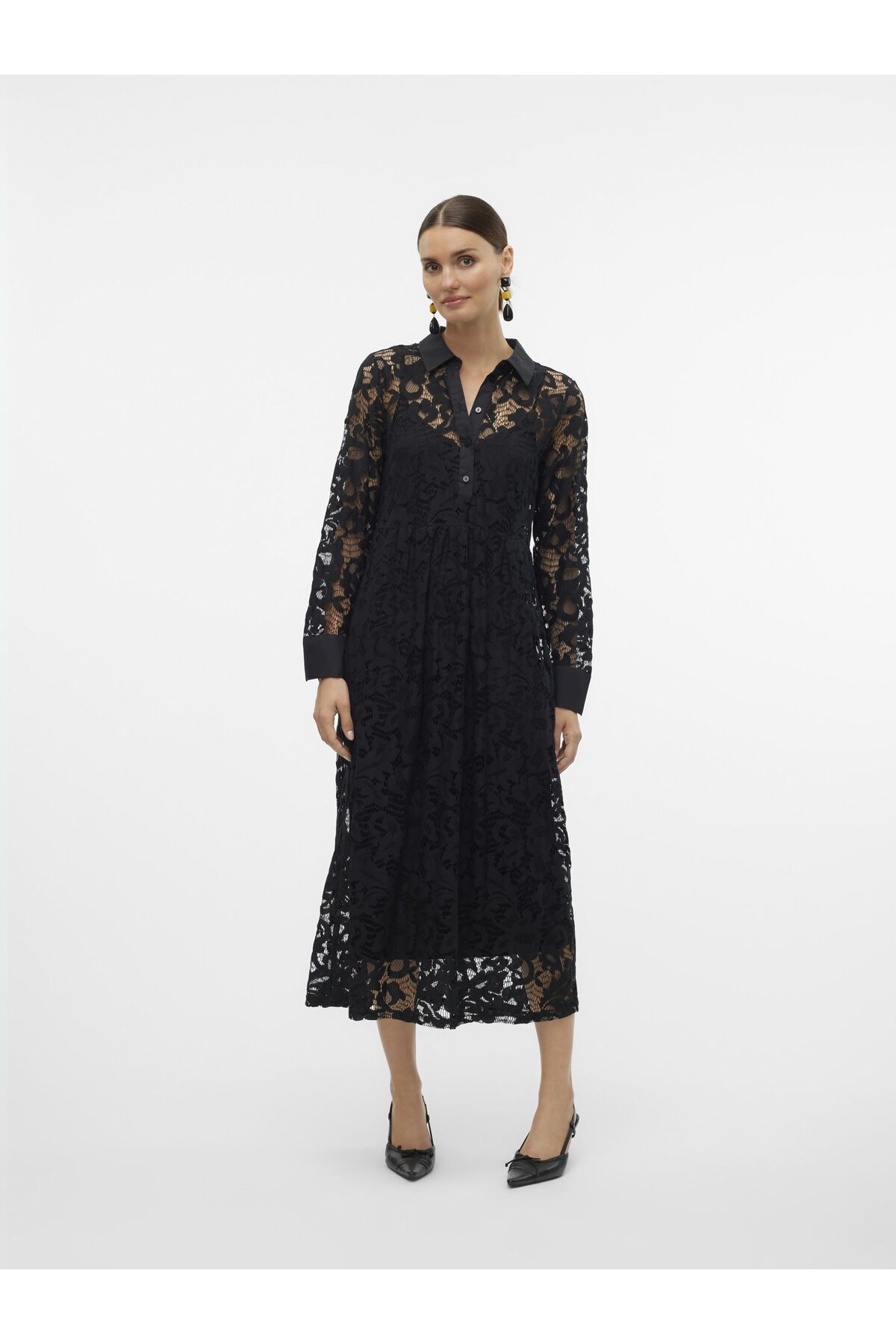 Vero Moda Kleid Aus Spitze Vmolisa Langes Kleid für Damen - XS