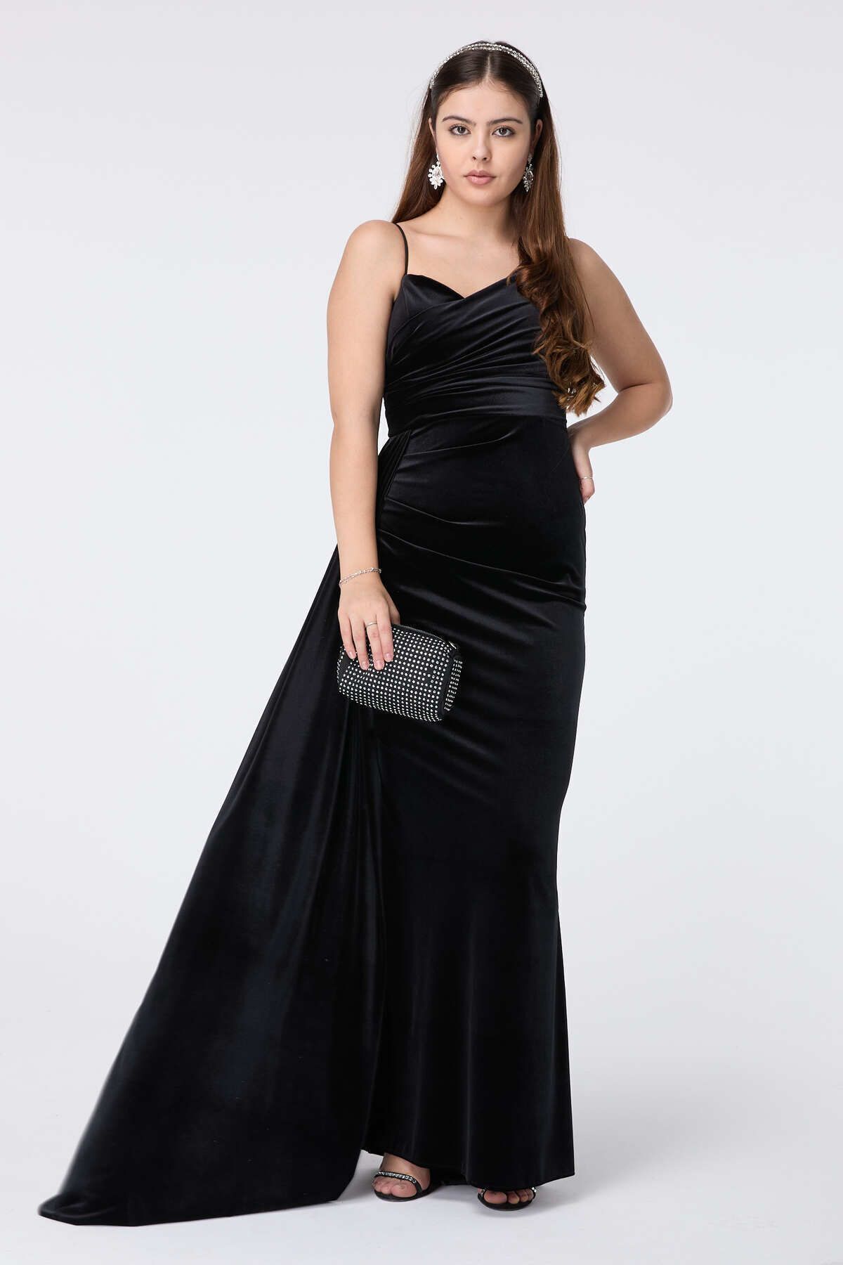 TOFİSA Schwarzes Abendkleid In Mittlerer Größe Gerade für Damen - L