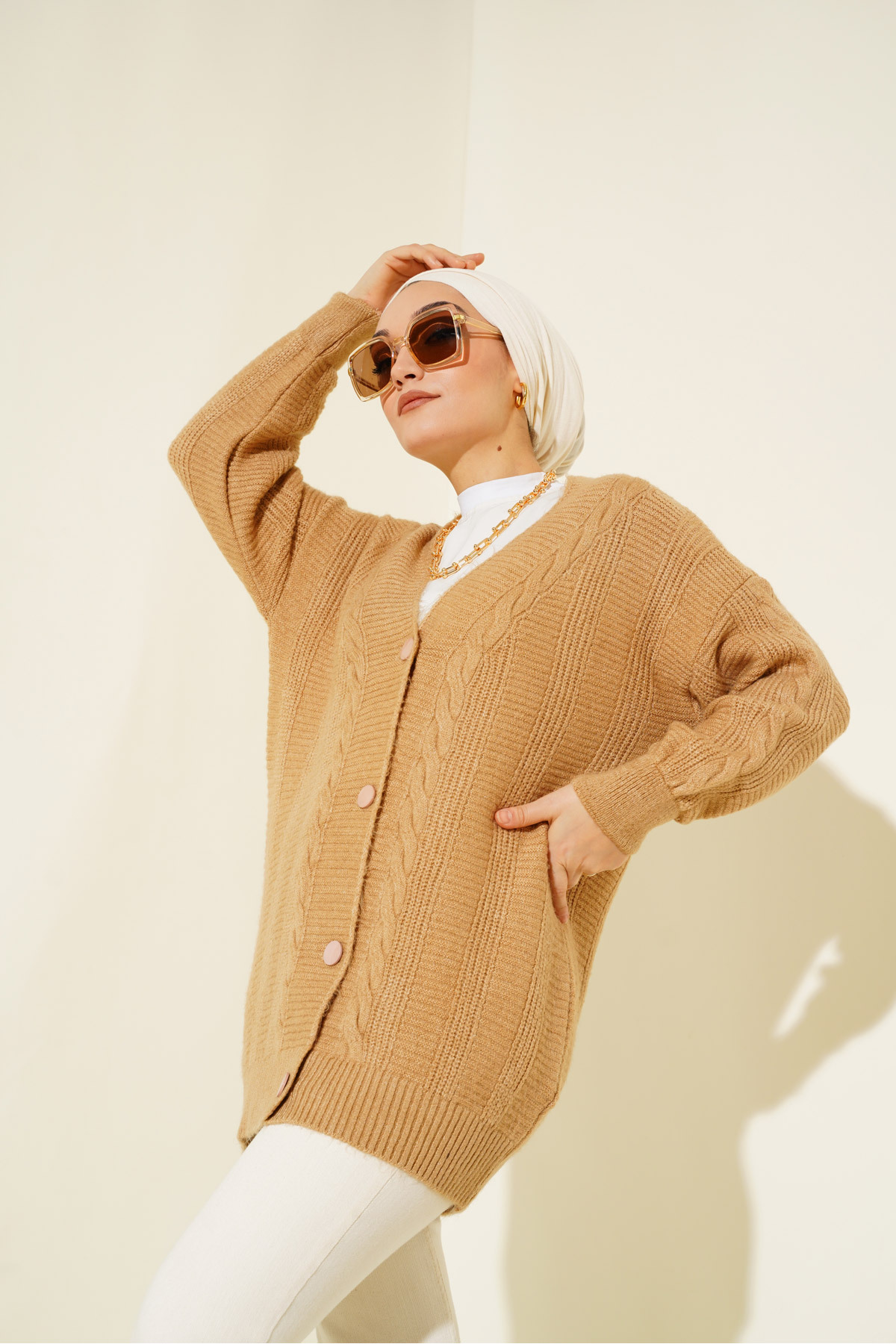 Bigdart 15768 Hijab Strick-cardigan Nerz für Damen - Standard