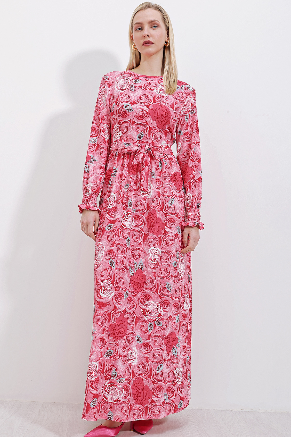 Bigdart 1525 Gestricktes Hijab-kleid – Granatapfel für Damen - 40