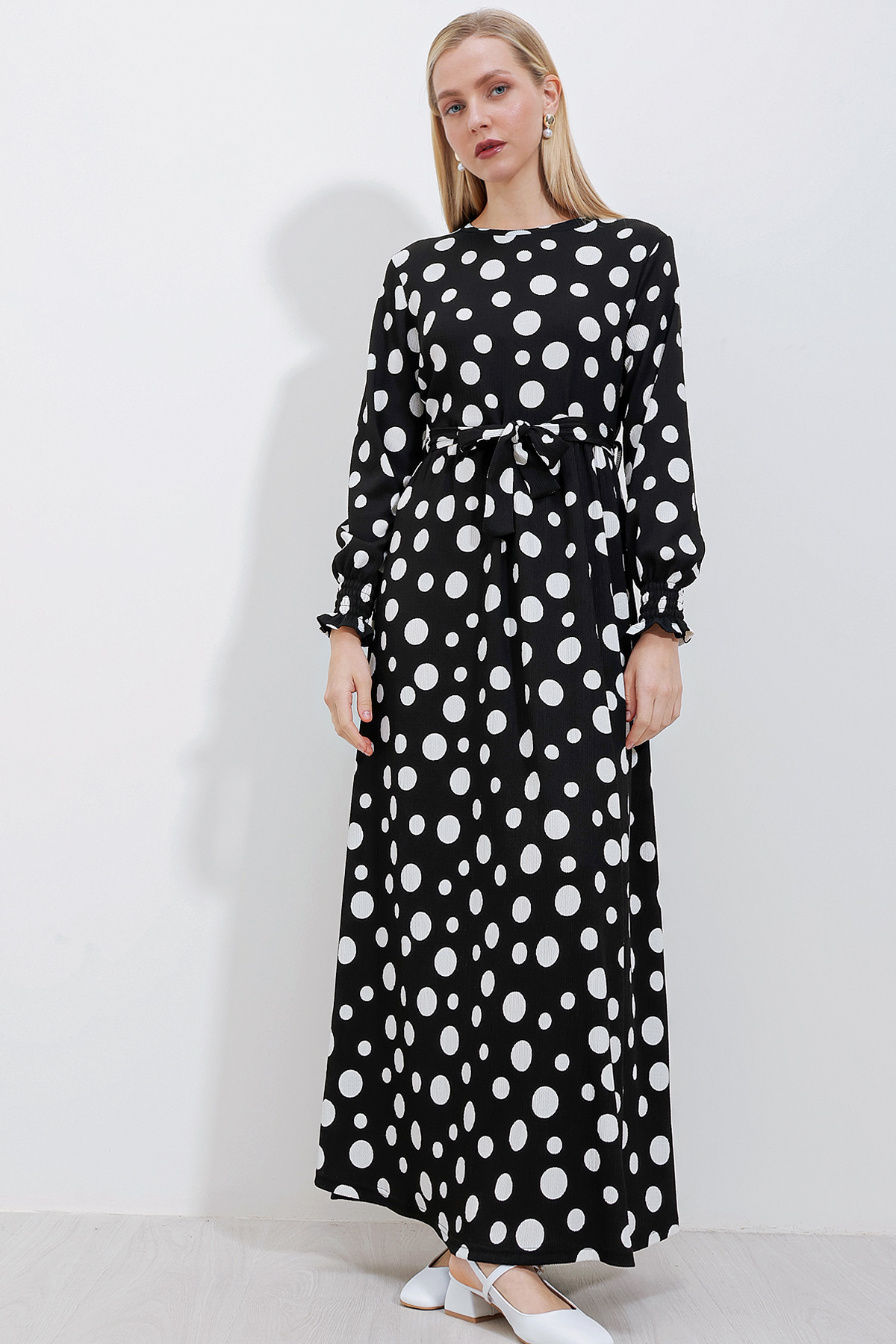 Bigdart 1525 Gestricktes Hijab-kleid – P. Schwarz für Damen - 38