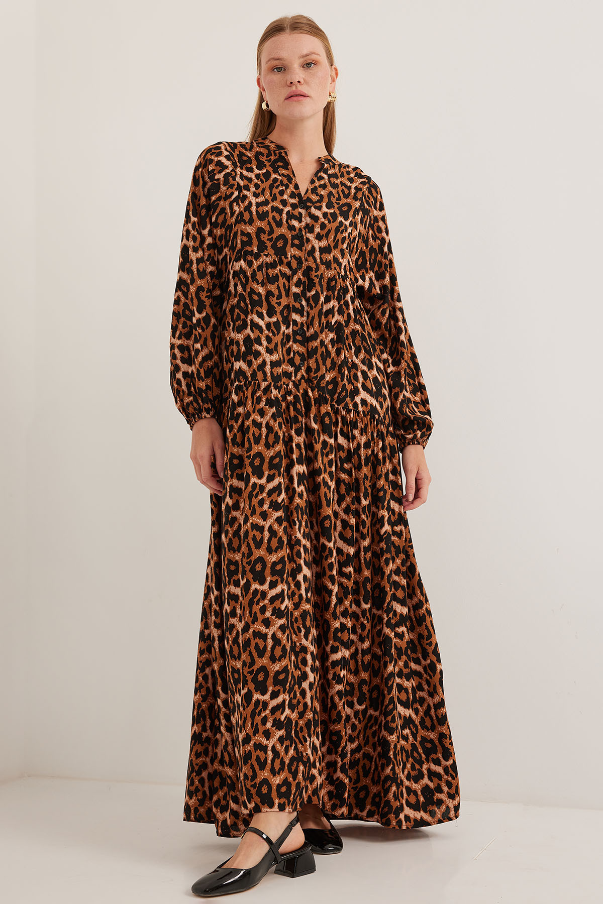 Bigdart Braun-beiges Viskose-hijab-kleid 2423 für Damen - 38