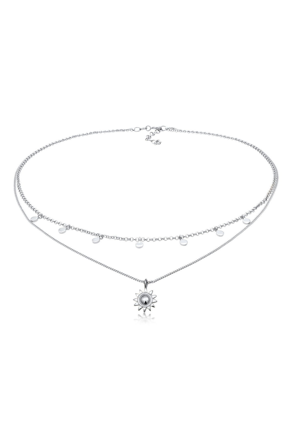 ELLI Halskette Layering Halskette Sonnenanhänger Gliederkette 925 Sterling Silber Sommer/strand 36 Cm für Damen - 36 cm