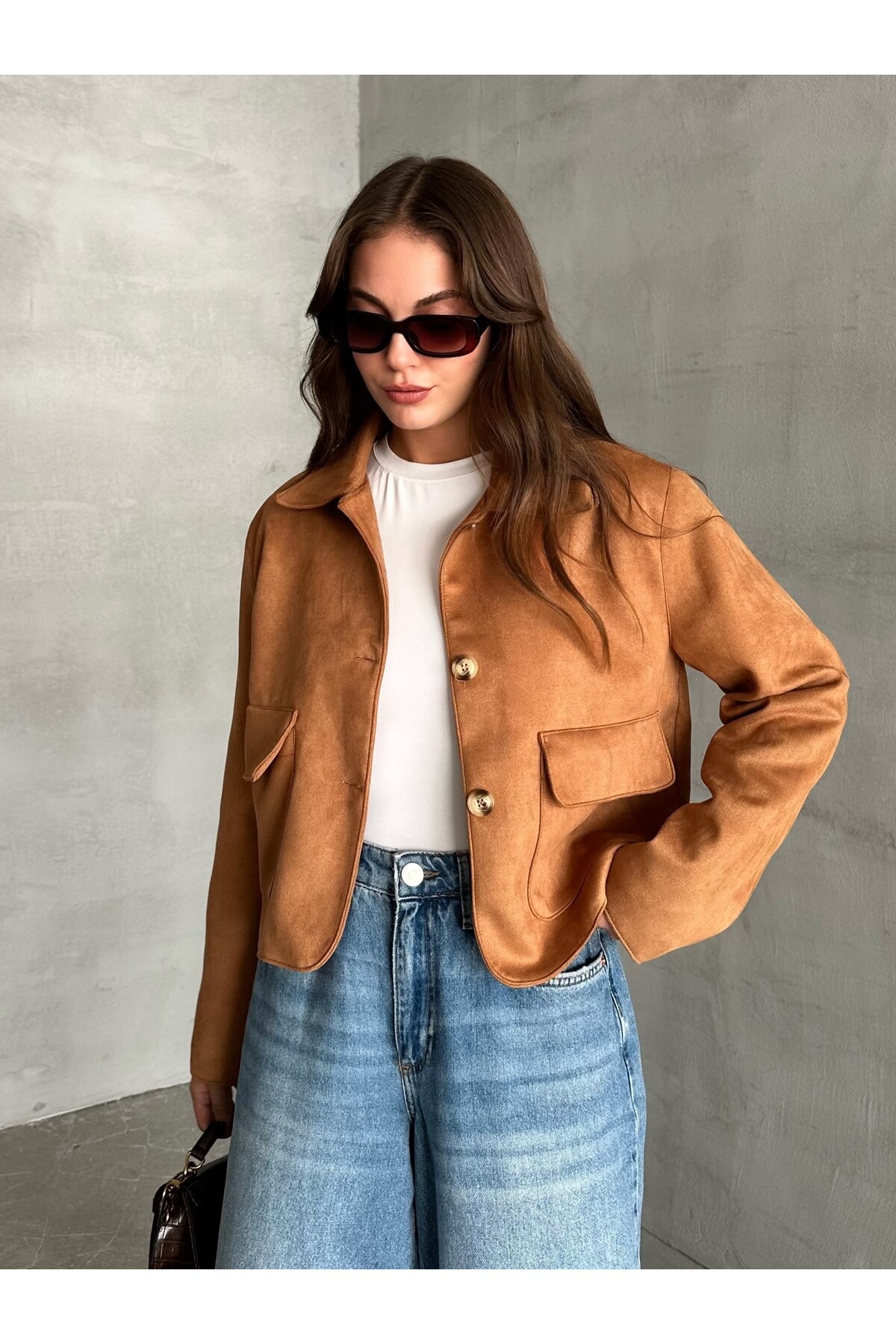 Laluvia Hellbraune Zelda-kurzjacke Aus Wildleder für Damen - M