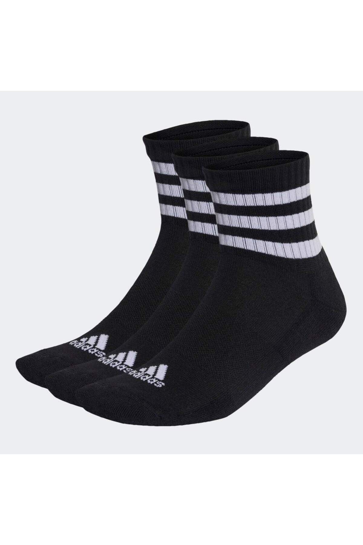 adidas Adidas Unisex Quartersocken, 3er Pack 3-stripes Cushioned Sportswear Mid-cut Socks, Logo, Streifen - 40/42