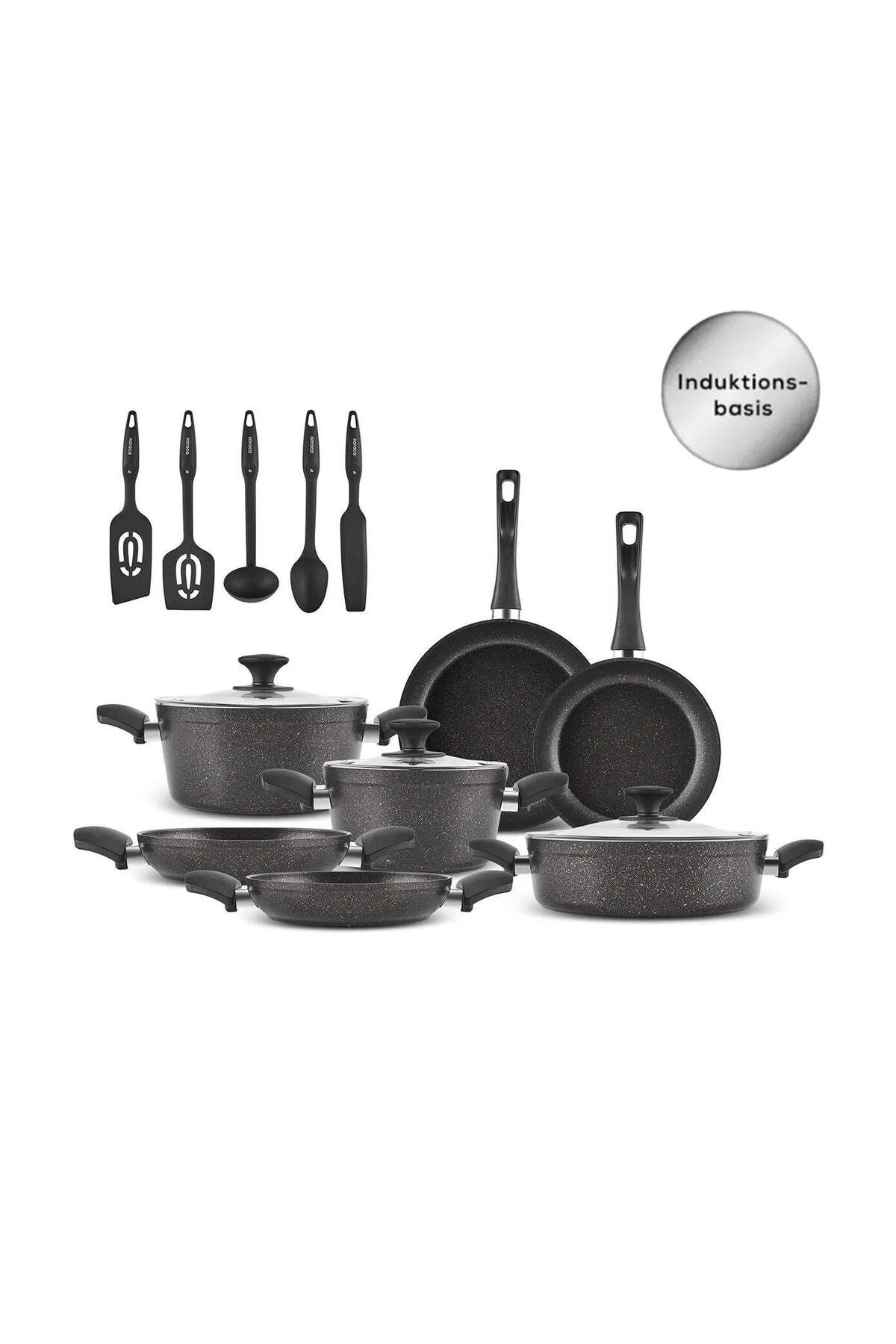 Karaca Biogranit Schwarzgold Induktions-topfset, 15 Teilig - One Size