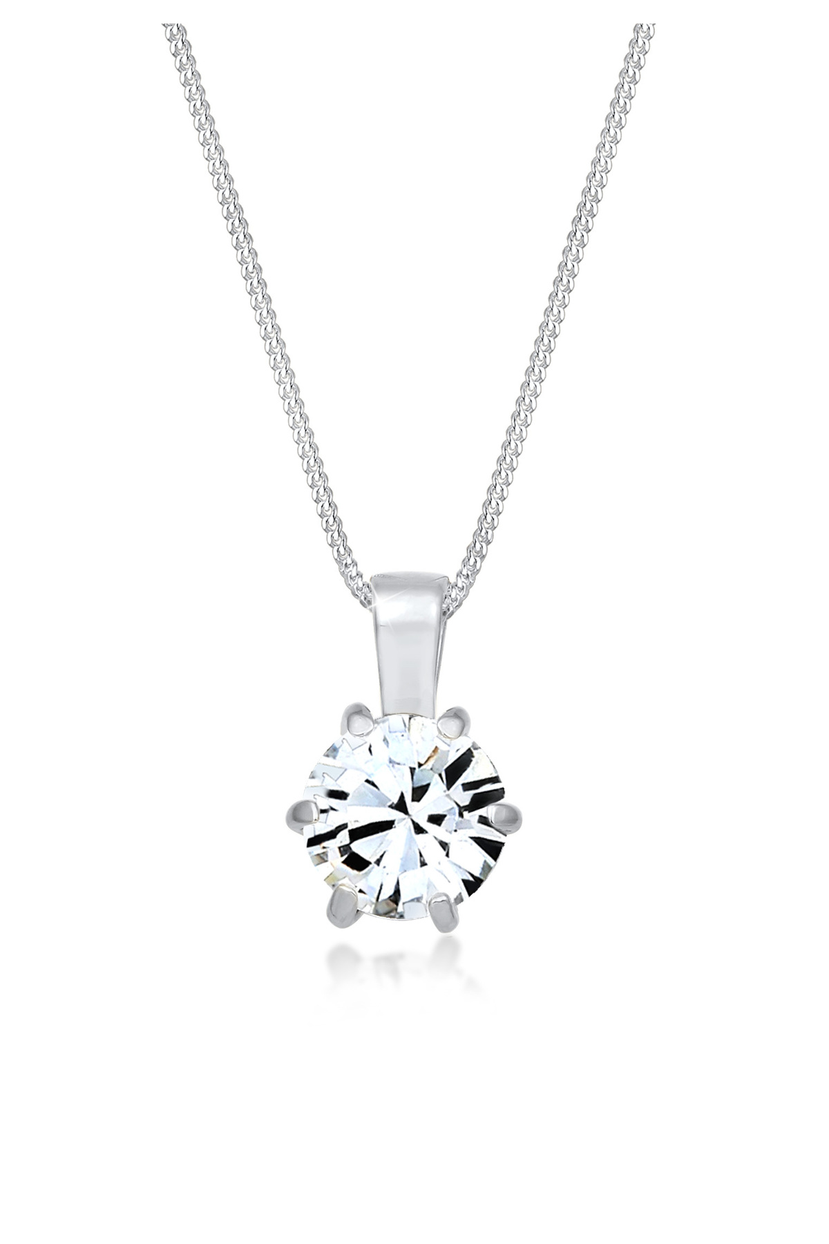 ELLI Halskette Panzerkette Solitär Funkelnd Mit Kristall In 925 Sterling Silber für Damen - 45 cm