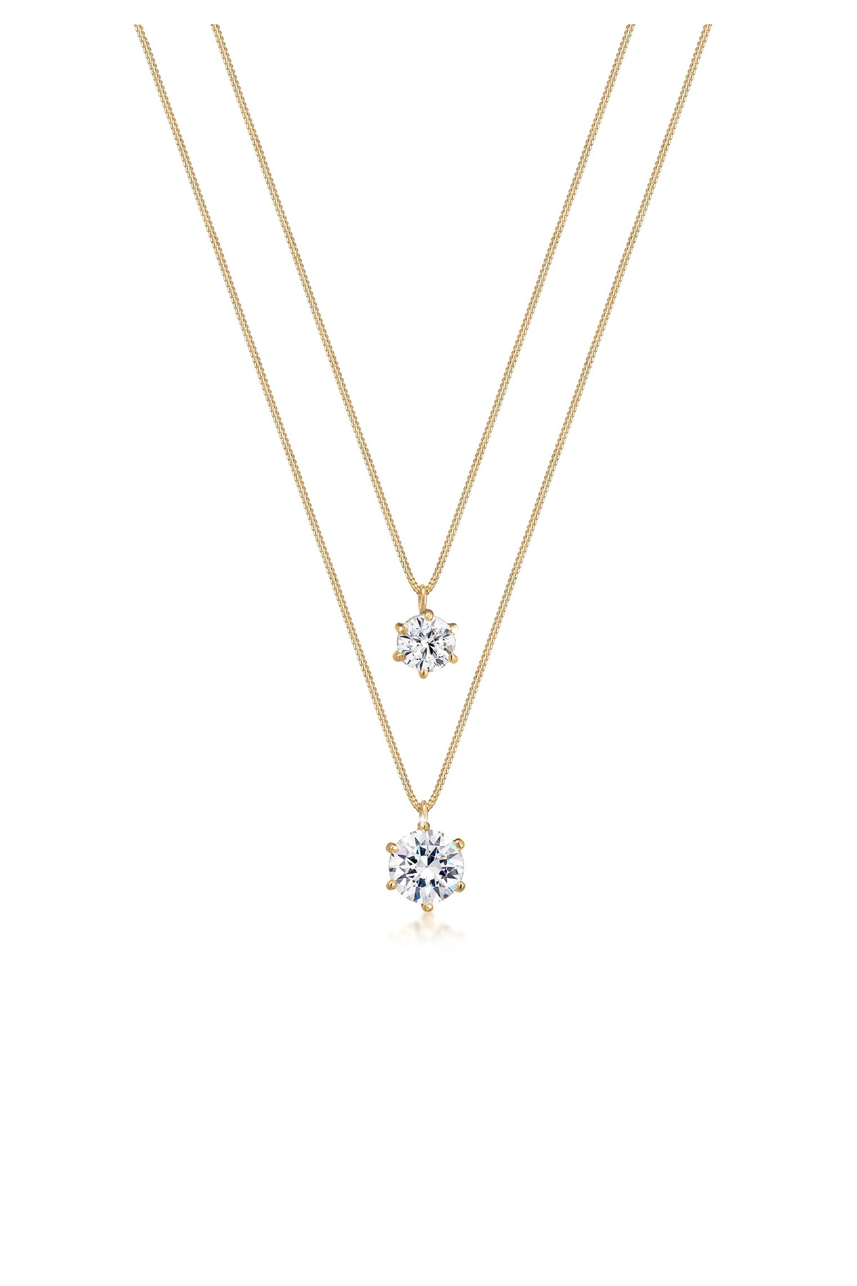 ELLI Halskette Panzer Solitär Basic Layer Look Trend Mit Kristallen In 925 Sterling Silber für Damen - 45 cm