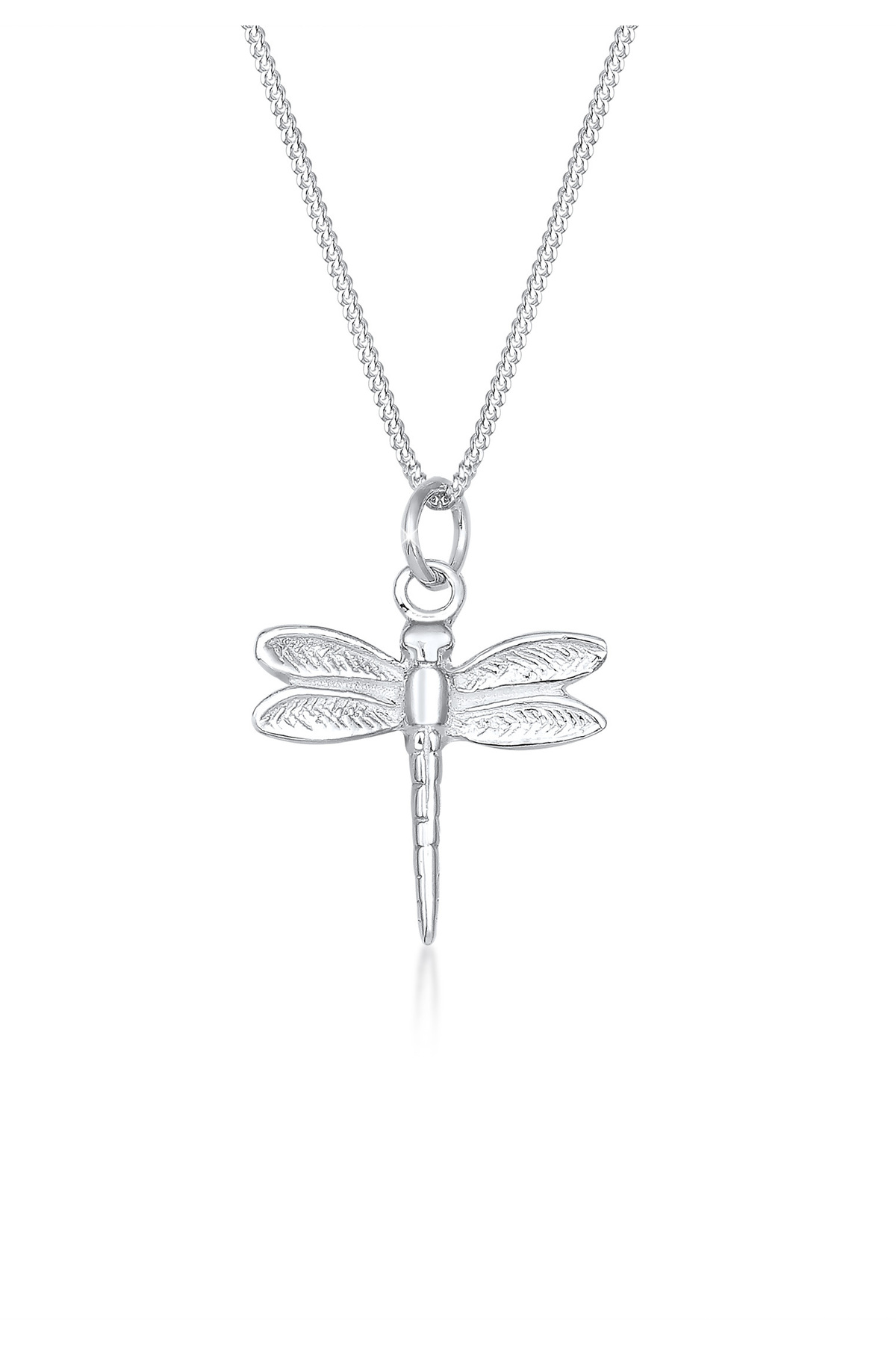 ELLI Halskette Panzerkette Libelle Anhänger Filigran 925 Sterling Silber für Damen - 55 cm