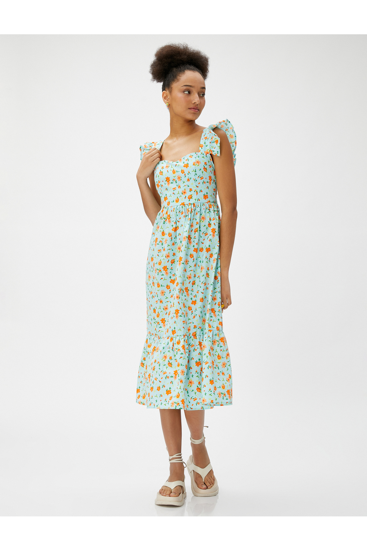 Koton Bekleidung Kleid Orange Gemustert Orange Gemustert für Damen - 42