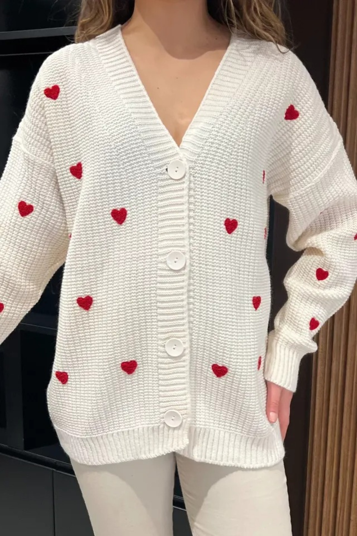 IŞILDA FASHION Bekleidung, Herz-detail-cardigan für Damen - Standard