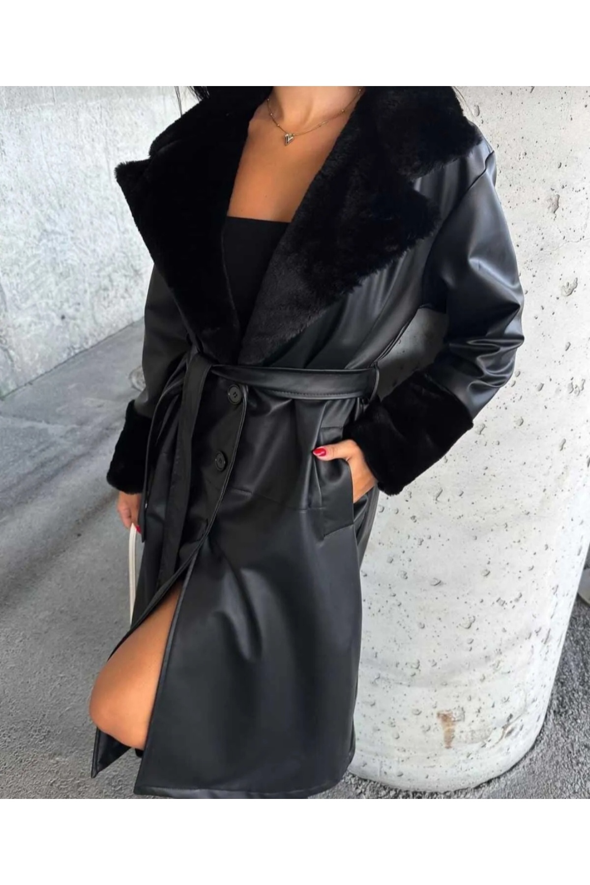 ZF BUTİK Mady Langer Pelz-ledermantel für Damen - M