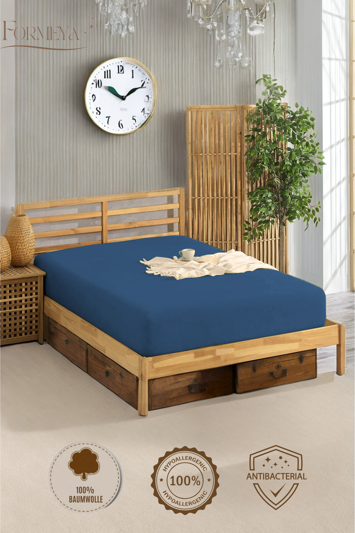 Formeya Spannbettlaken Aus 100 % Baumwolle, Für Einzel-/doppelbett, Gekämmtes Spannbettlaken - 100 x 200