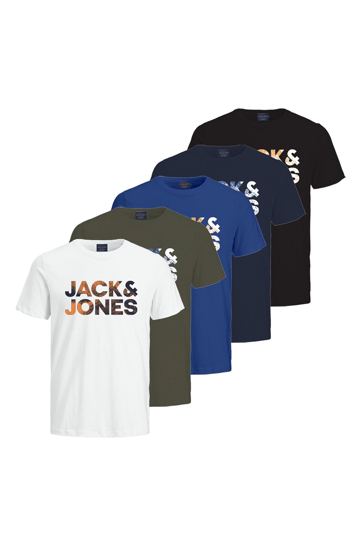 Jack & Jones Jack&jones T-shirt, 5er Pack Jcodistressed 5pk, Kurzarm, Rundhals, Baumwolle für Herren - L