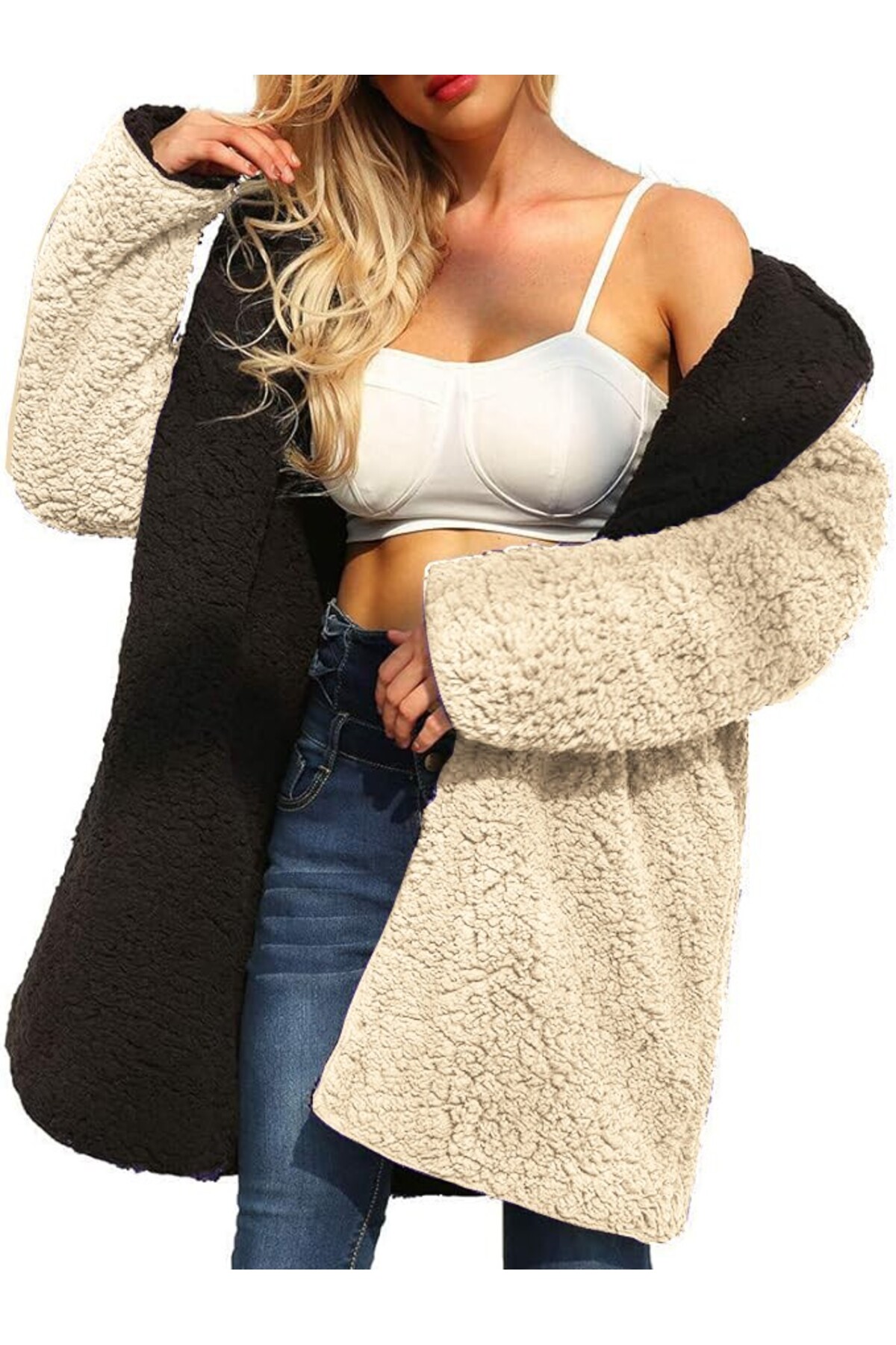 Barbora Doppelseitige Winterjacke Aus Plüsch für Damen - M