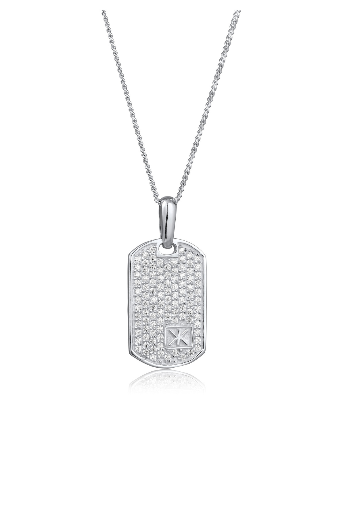 KUZZOI Halskette Collier Mit Anhänger Panzerkette Zirkonia Diamantiert Weiß 925 Sterling Silber 55 C für Herren - 55 cm