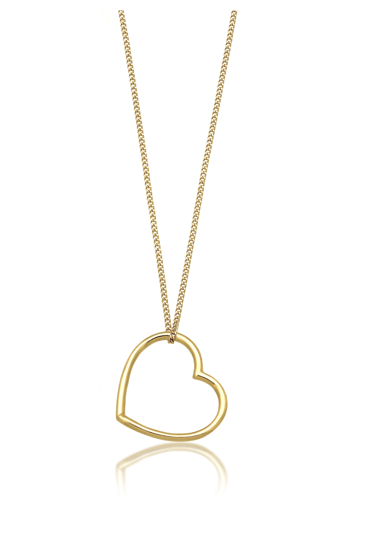 ELLI Halskette Kette Mit Anhänger Herz Panzerkette 375 Gelbgold Muttertag Gold 45 Cm für Damen - 45 cm