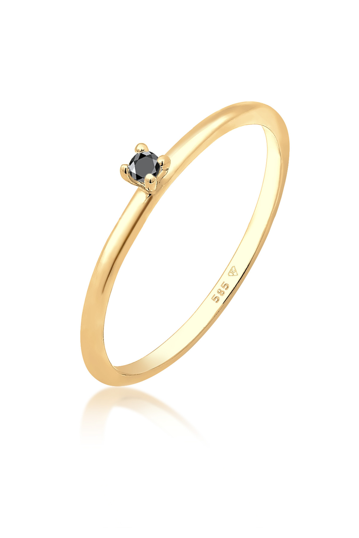 ELLI Ring Diamanten Ring Mit Diamanten Diamant Brillantschliff Schwarz (0,003 Karat) 585 Gelbgold V für Damen - 54