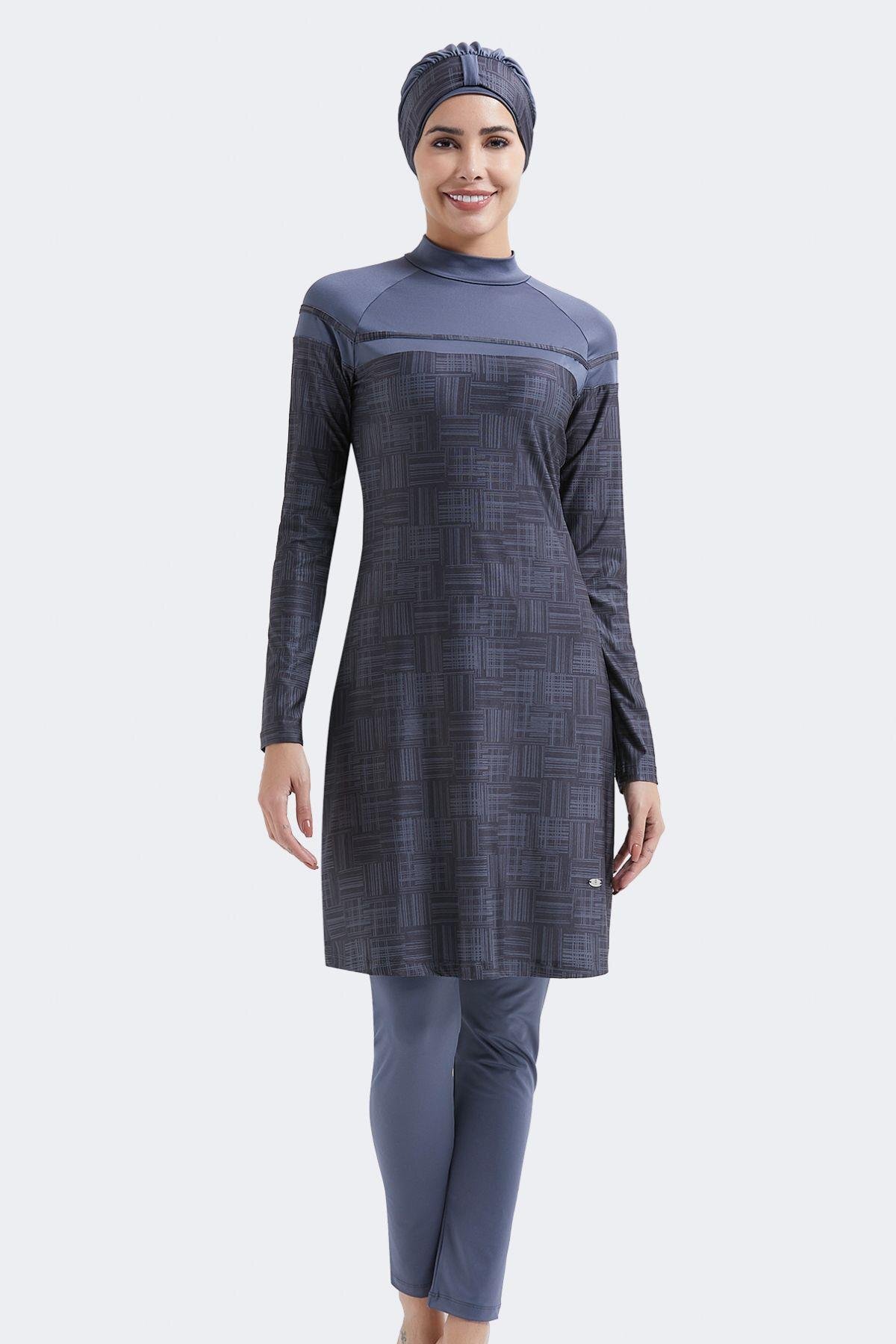 C&City Vollständig Bedeckter Dreiteiliger Hijab-badeanzug C12009 Anthrazit für Damen - L