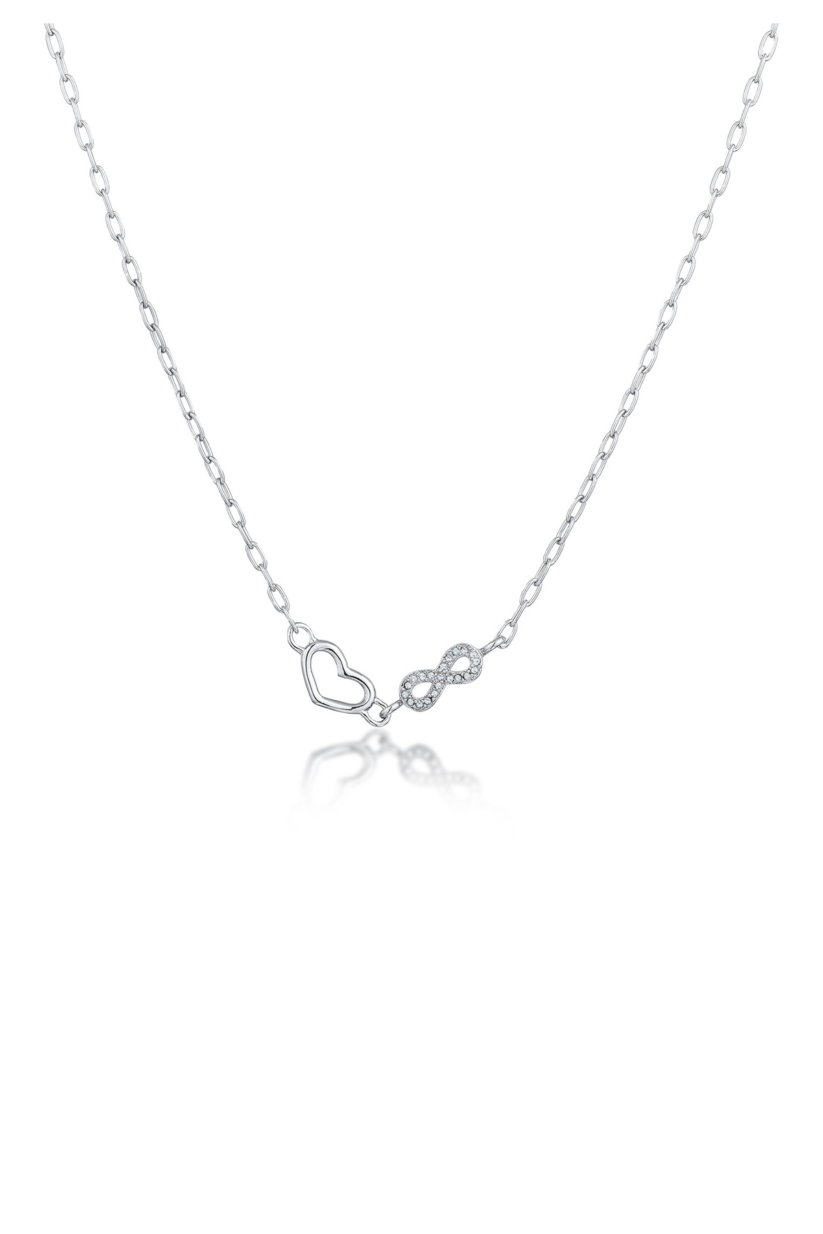 ELLI Halskette Halskette Kurz Mit Stein Herz Anhänger Glaskristalle Xilion Schliff Weiß 925 Sterling für Damen - 40 cm