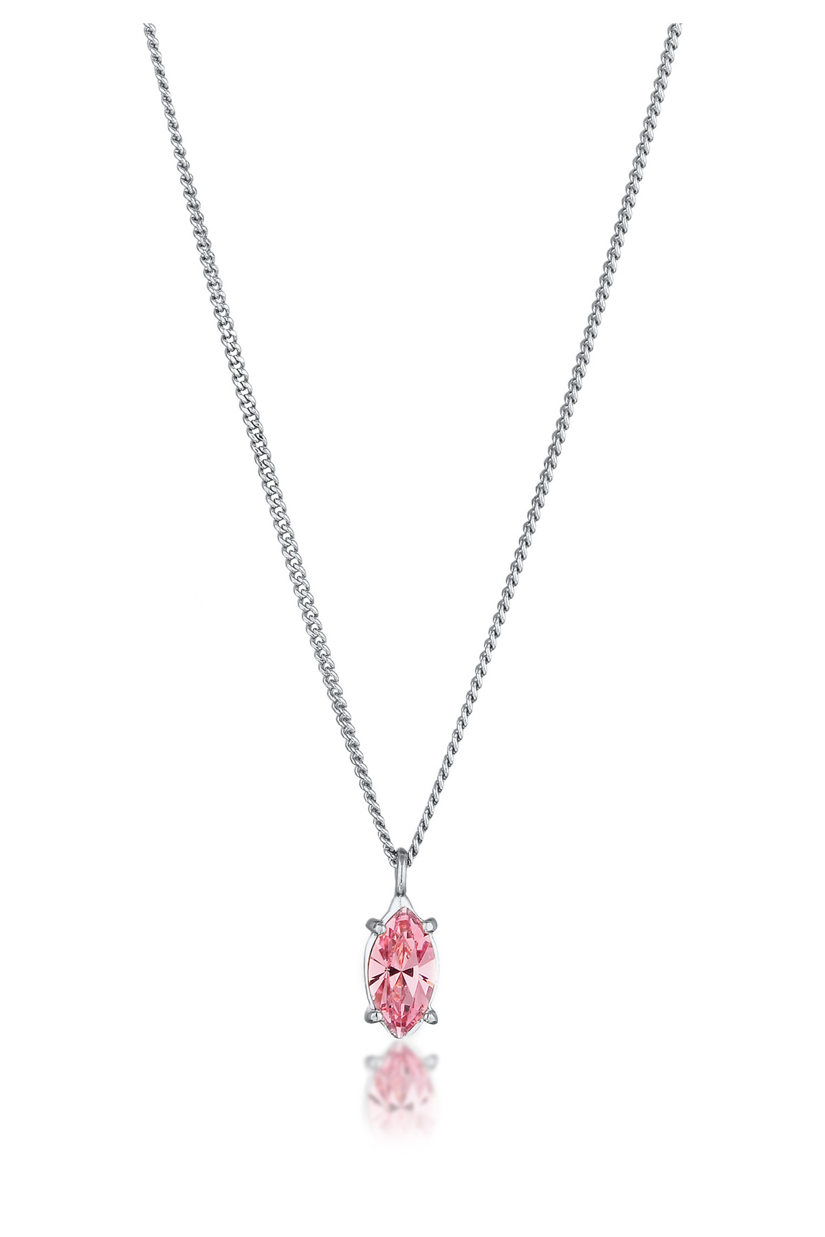 ELLI Halskette Collier Kurz Mit Stein Ovaler Anhänger Panzerkette Glaskristalle Marquiseschliff Rose für Damen - 40 cm