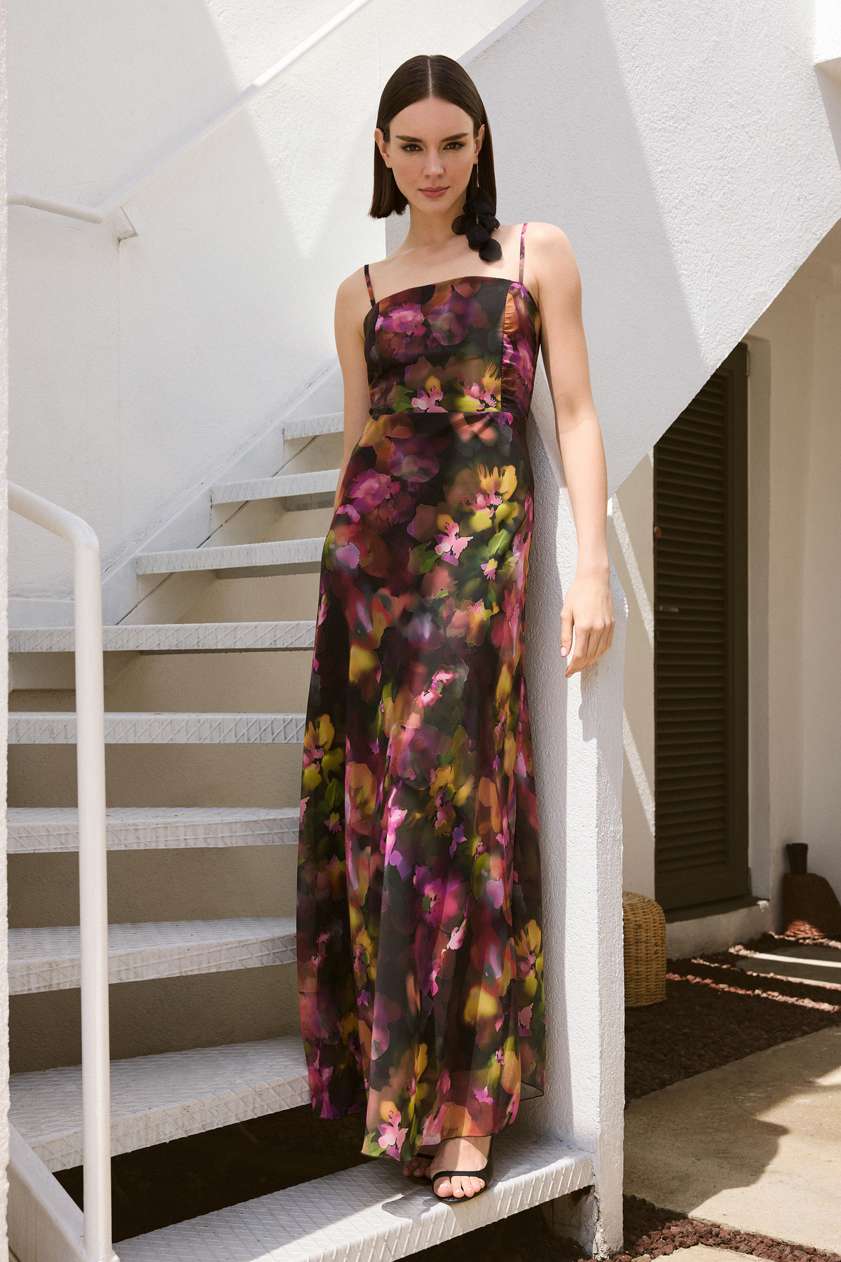 Trendyol Collection Mehrfarbiges A-linien-abendkleid Mit Schleife, Gefüttertem Chiffon, Langes Flight-flight-abendkleid, Heimkehrkleid für Damen - 42