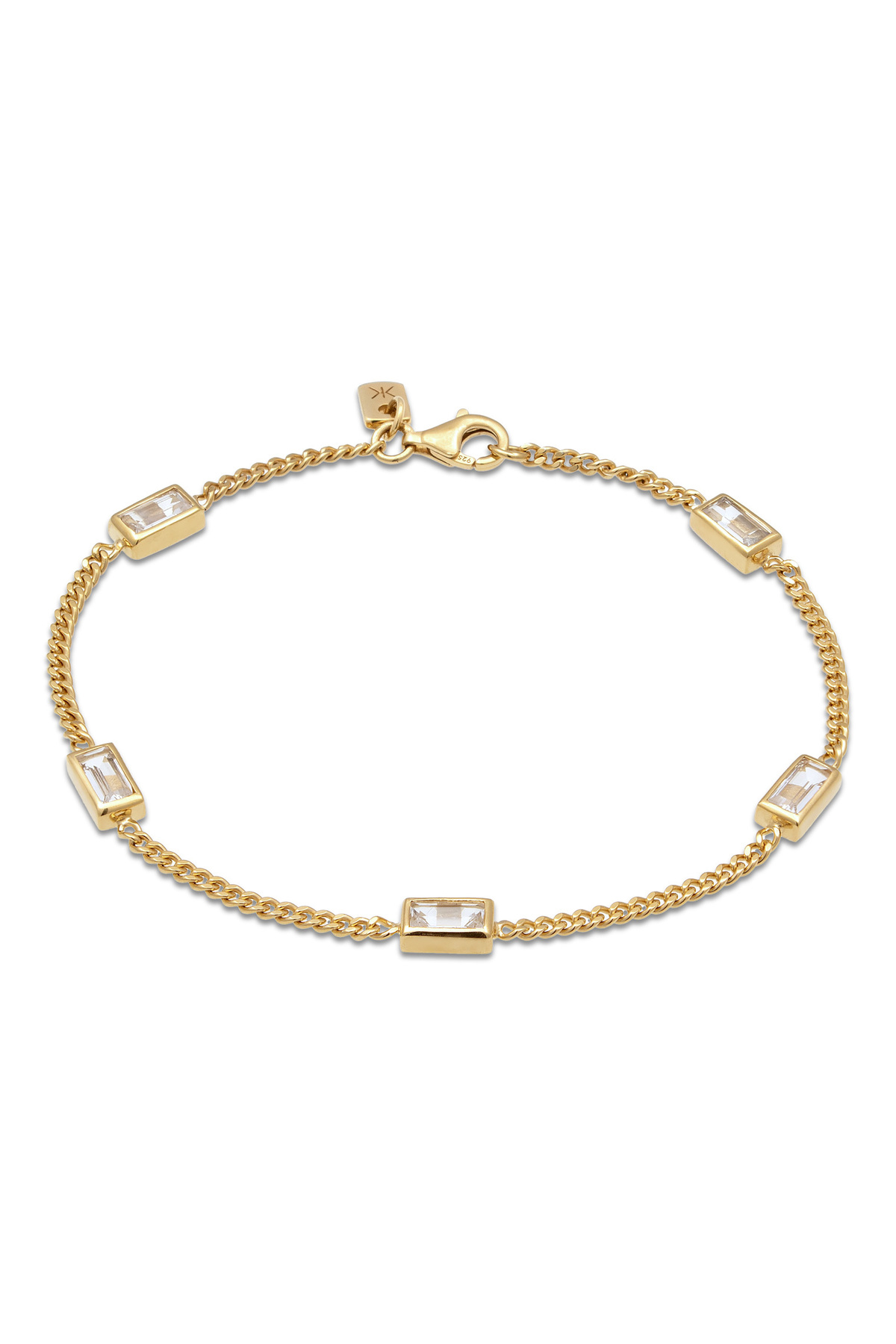 KUZZOI Armband Armband Rechteck Panzerkette Topas Smaragdschliff Weiß 925 Sterling Silber Geschenke Für für Herren - 21 cm