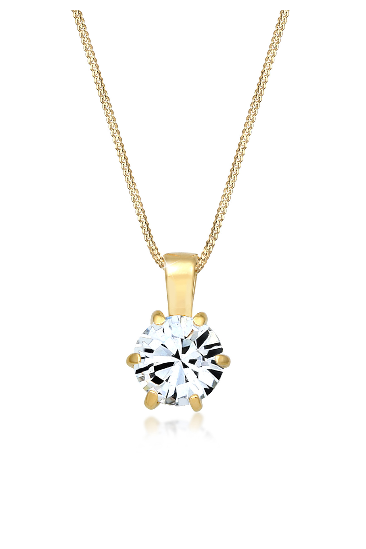 ELLI Halskette Panzerkette Solitär Funkelnd Mit Kristall In 925 Sterling Silber für Damen - 55 cm