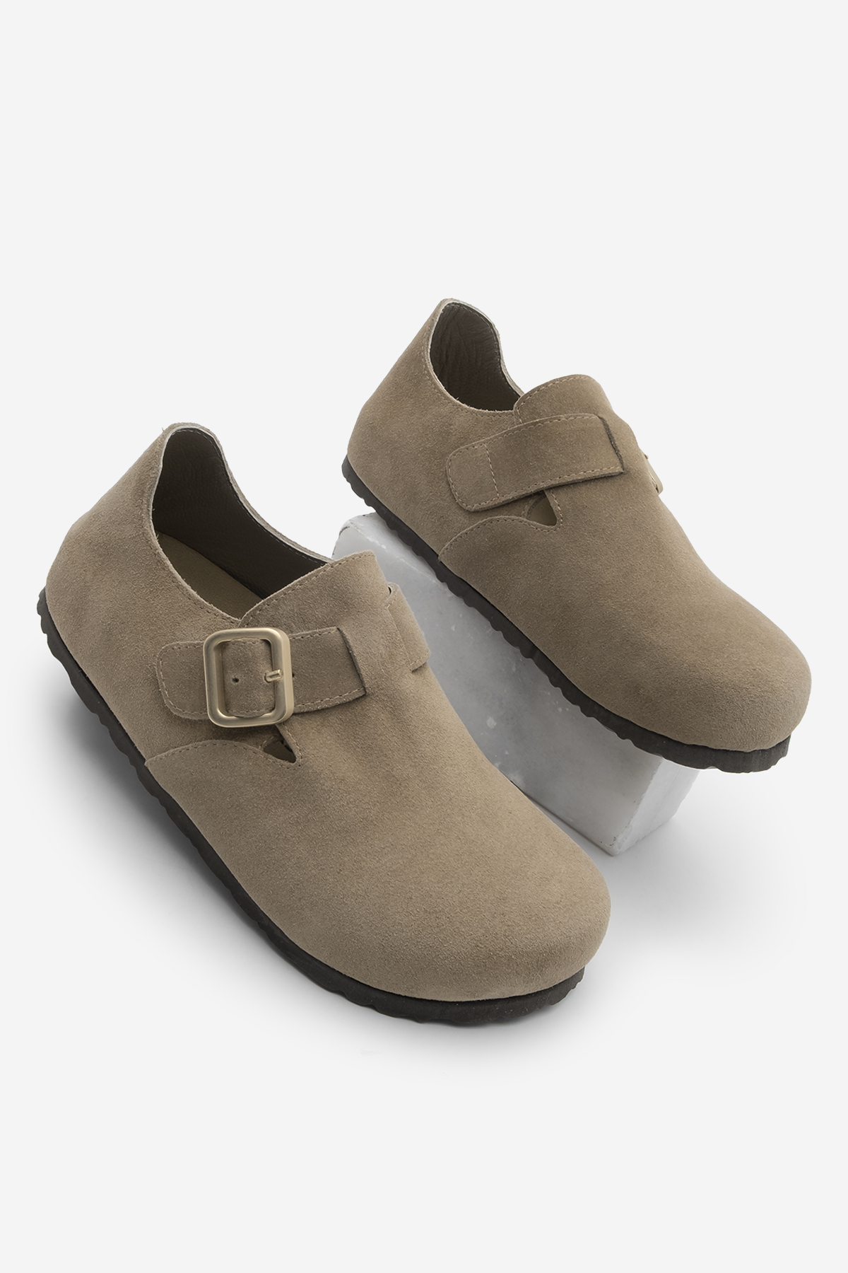 Marjin Sandalen Aus Echtem Leder Mit Eva-sohle Und Geschlossener Rückseite, Daily Sabo Olive Wildleder-sandalen, Befun Soil Wildleder für Damen - 38