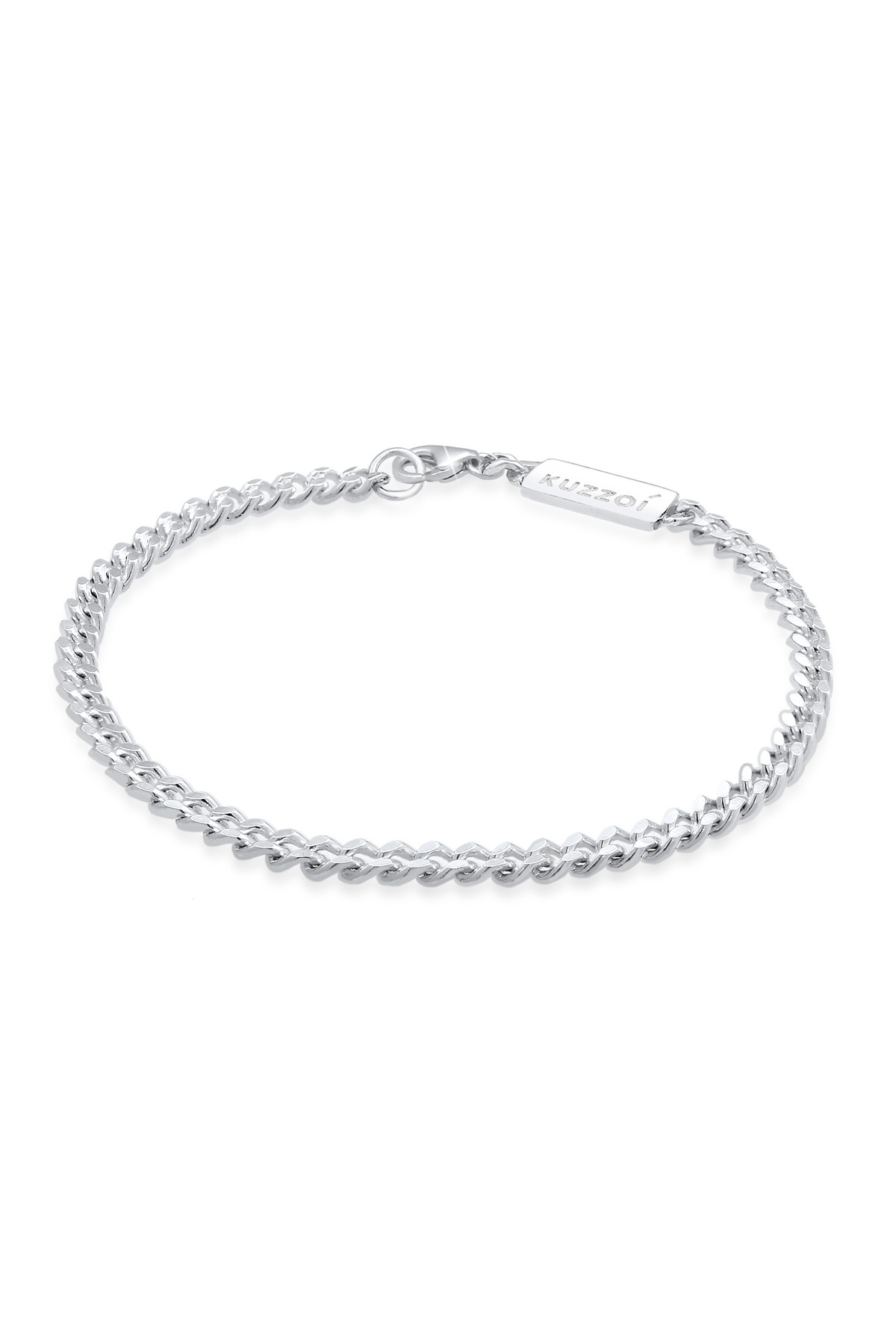 KUZZOI Armband Panzerkette Massiv Basic Trend Aus 925 Sterling Silber für Herren - 23 cm
