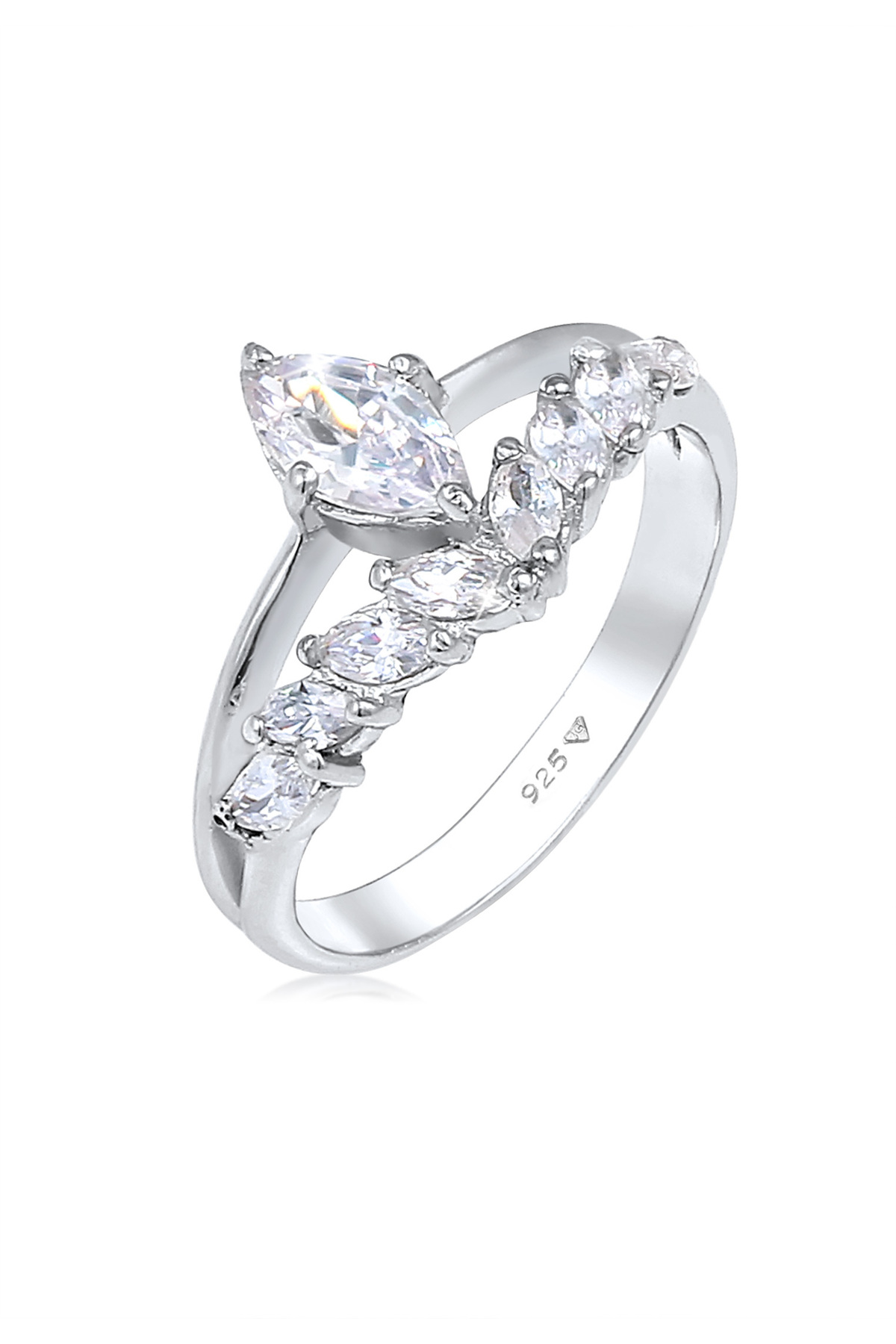 ELLI Ring Premium Ring Funkelnd Elegant Mit Zirkonia Kristallen In 925 Sterling Silber Vergoldet für Damen - 52